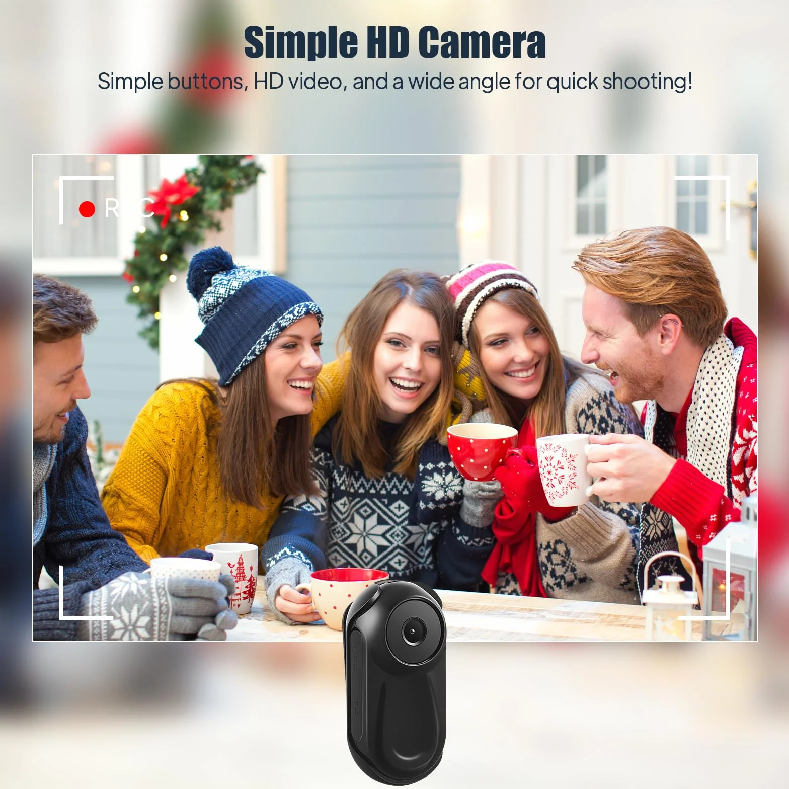 Mini Caméra Action 1080P Caméra Corporelle Magnétique avec Accessoires Caméra Casque pour Moto, Vélo, Sport Camra Portable avec Carte SD 64GB, Enregistrement en Boucle, Étanche
