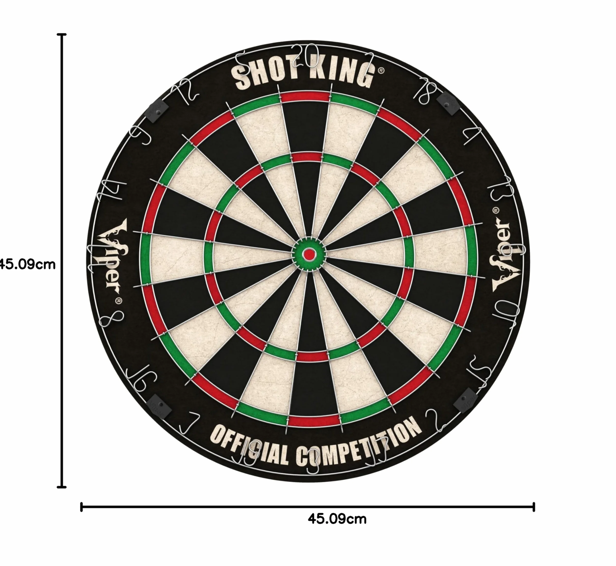 Shot King Jeu de fléchettes Acier Fil d'araignée Radial métal galvanisé 6 fléchettes Noir 45,1 cm