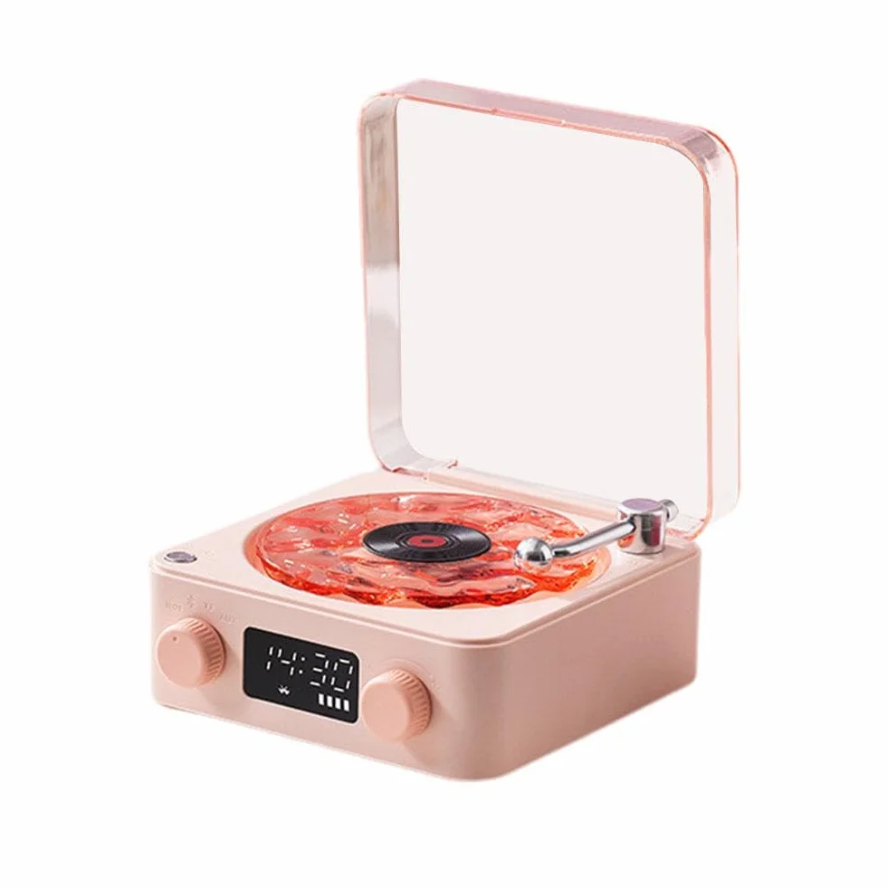 Lecteur vinyle The Waves - Lecteur de disque vinyle rétro Bluetooth avec haut-parleur, aide au sommeil - Caisson de basses avec lumière RVB - Support carte TF