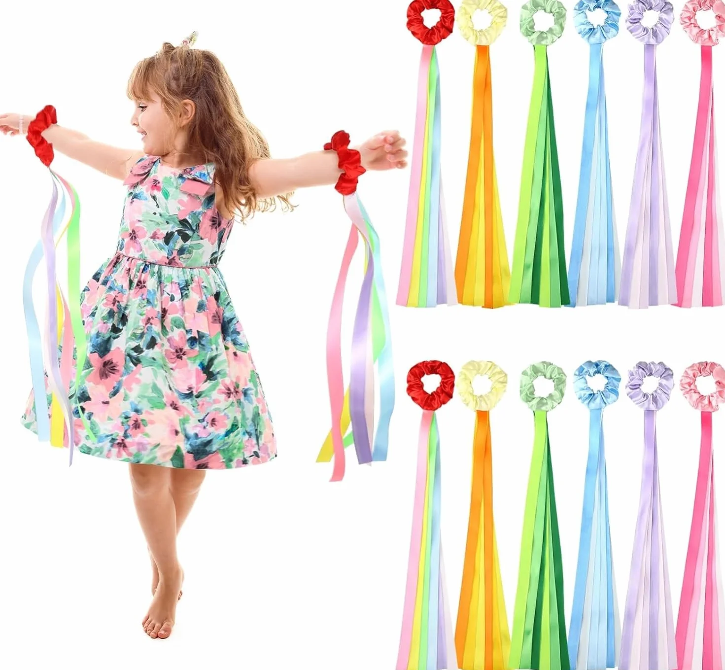 Lot de 12 bandes de danse arc-en-ciel - Bandes rythmiques pour poignet - Décoration de gymnastique pour enfants et adultes
