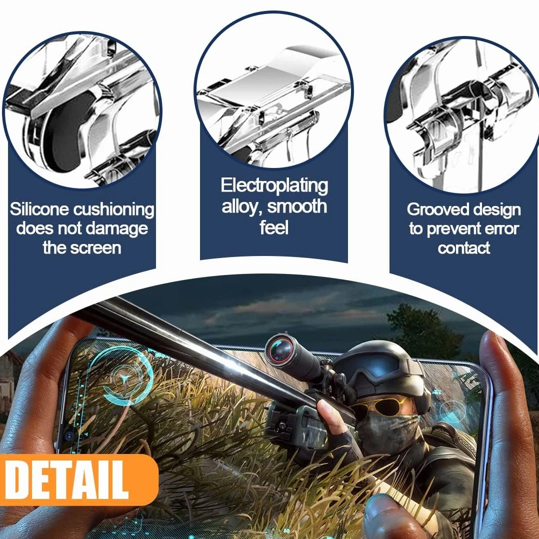 Gaming Déclencheur Mobile Jeu Contrôleur, 1 Paire Viser et Tirer Clés Universel,Gachette Telephone Trigger Accessoires pour PUBG Mobile Call of Duty Compatible