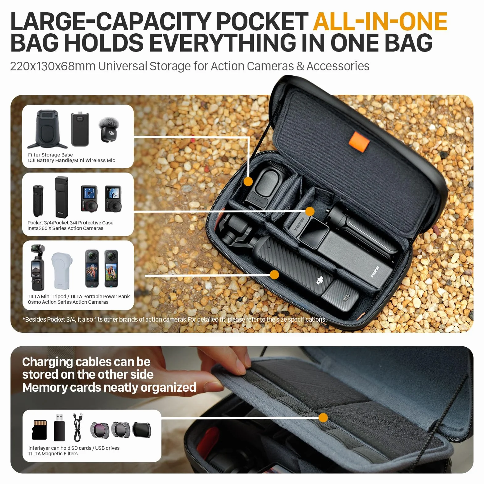 Tilta TA-ACCC-B Étui Rigide Portable pour DJI Osmo Pocket 4, Résistant à l'Eau