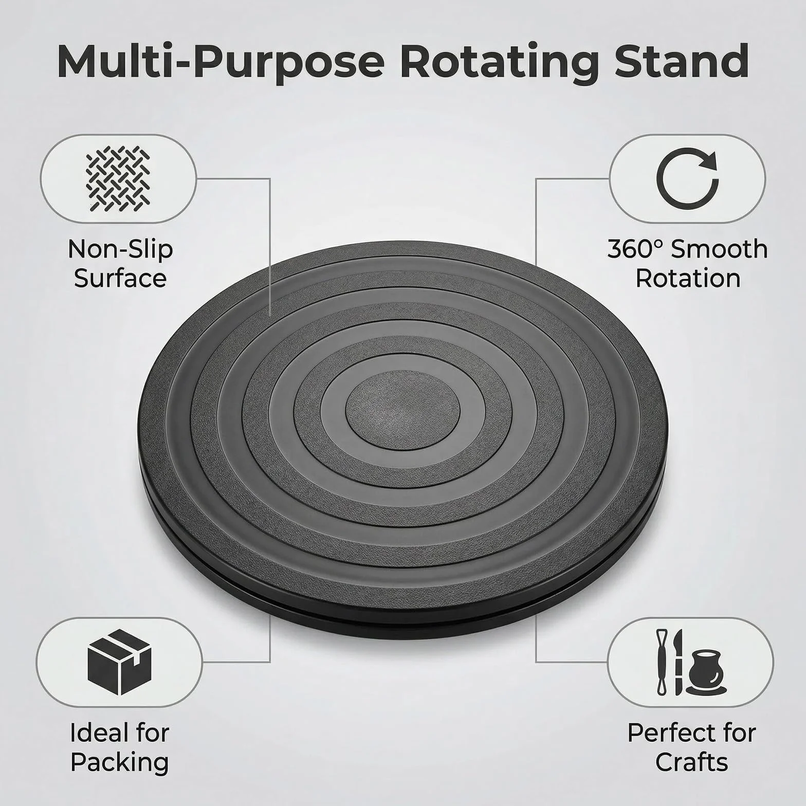 Tourne-Disque Rotatif Rotatif à 360 Degré Plateau Pivotant TV Support Pivotant Plateau Universel Rond Plateau Tournant Manuel Billes en Acier, Support Pivotant pour TV, Ordinateur. (1)