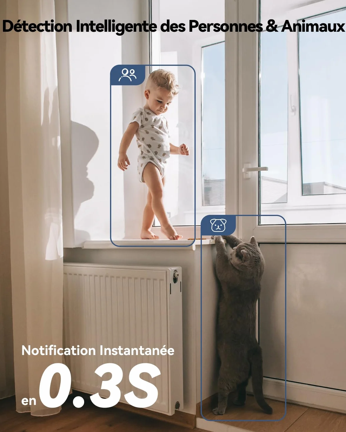 Imou 2K 3MP Caméra Surveillance WiFi Intérieur 360° Wi-Fi 6 Double-Bande Vision Nocturne Couleur Détection Personnes Animaux Suivi Intelligent Compatible Alexa