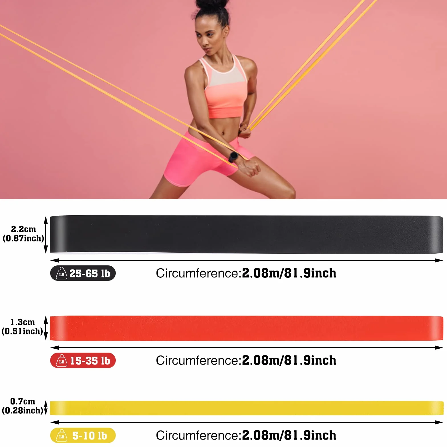 Bande Elastique Musculation, 3 Tailles Élastique Sport Bandes Fitness, Resistance Traction Powerlifting