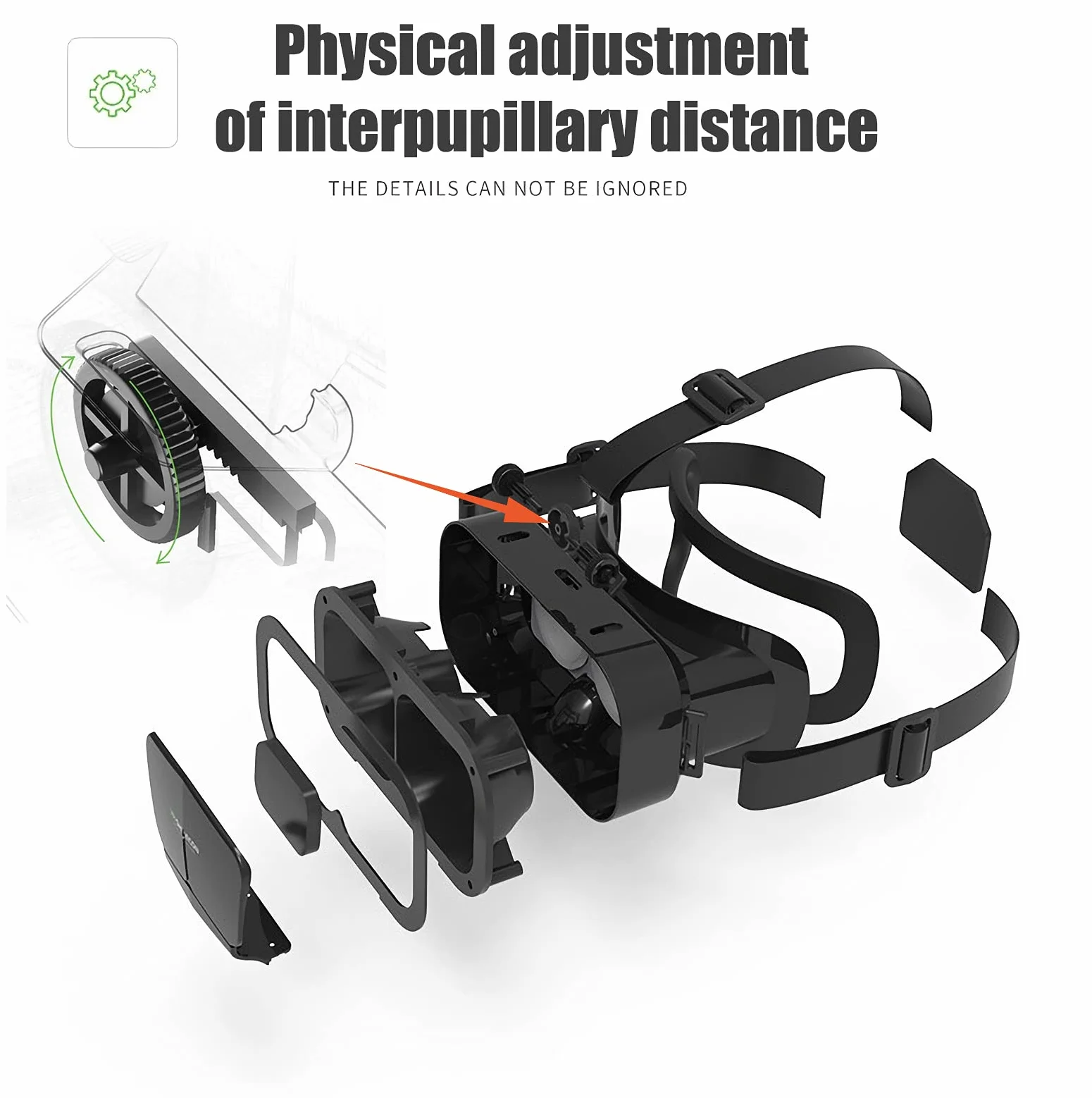 Casque VR 2K HD Anti-Lumière Bleue Compatible iPhone Android pour Jeux Films Noir