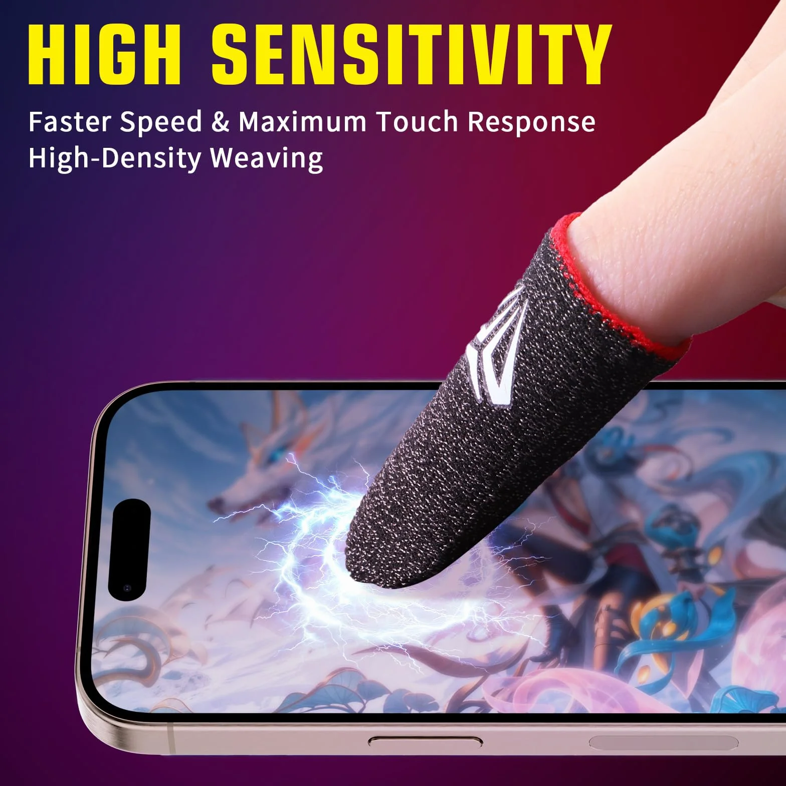 Sibba Lot de 4 manchons de doigt de jeu pour écran tactile - Manchons en fibres argentées - Pour jeu mobile - Manchons de pouce - Gants soyeux et anti-transpiration - Respirants - Protège-doigts