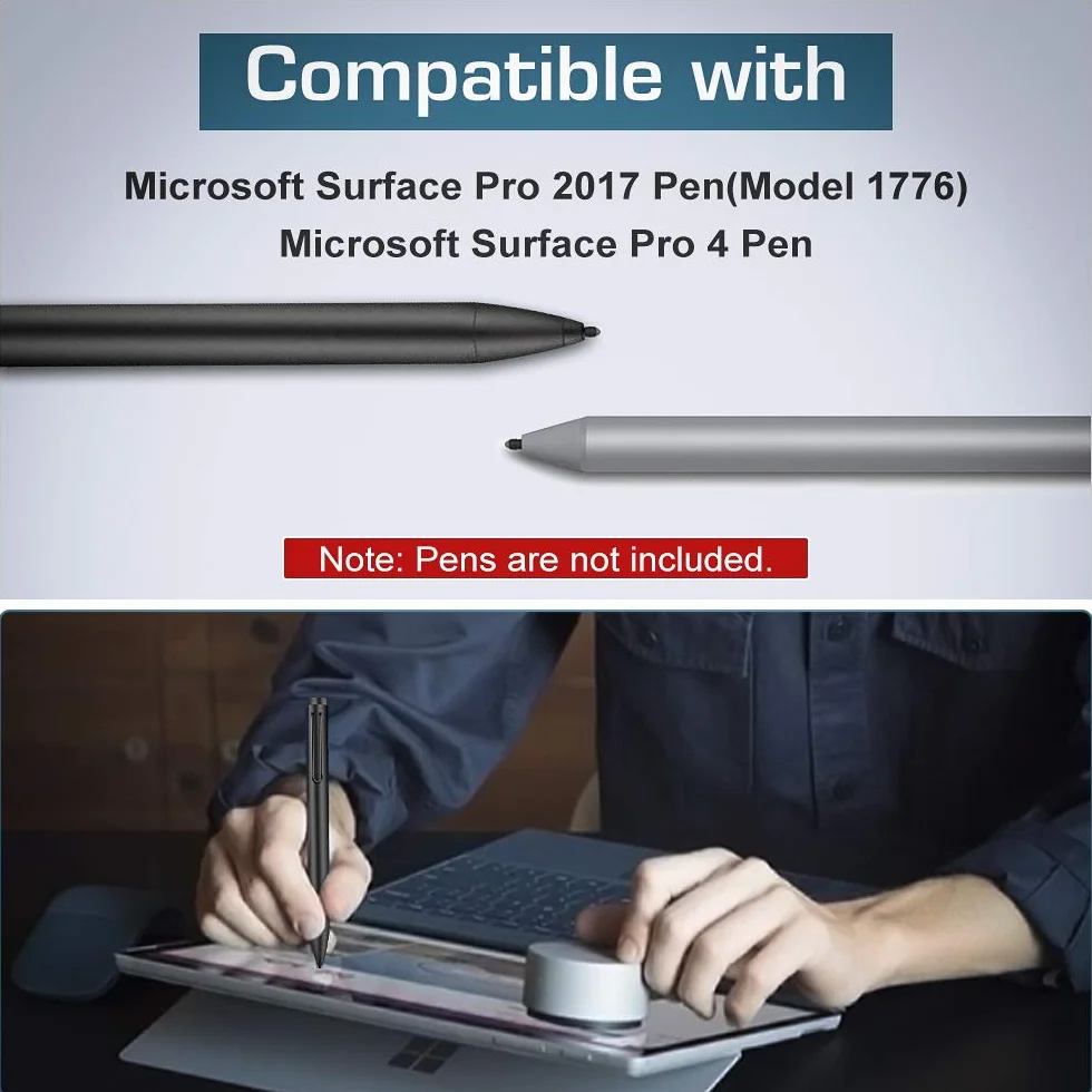 Moko Surface Pointes, Pen Pointes Stylet Surface Remplacement, (6 PCS, Type HB Original) Mine Originale pour Stylet Surface Pen, pour Surface Pro 2017 Pen (Modèle 1776), Surface Pro 4 Pen - Noir