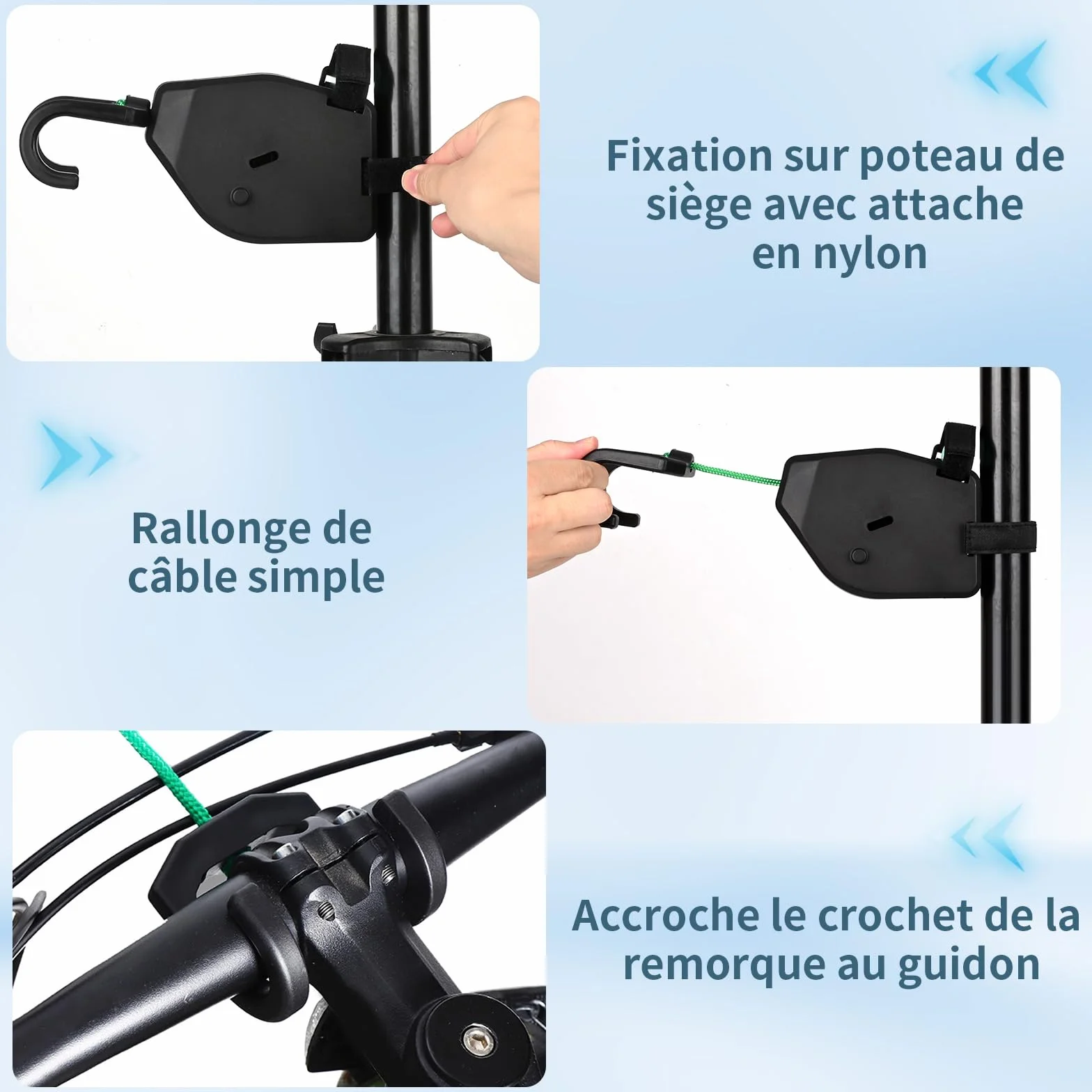 Corde de Remorquage Vélo Enfant 2,5m Vankarr Compatible Universel Enroulement Automatique