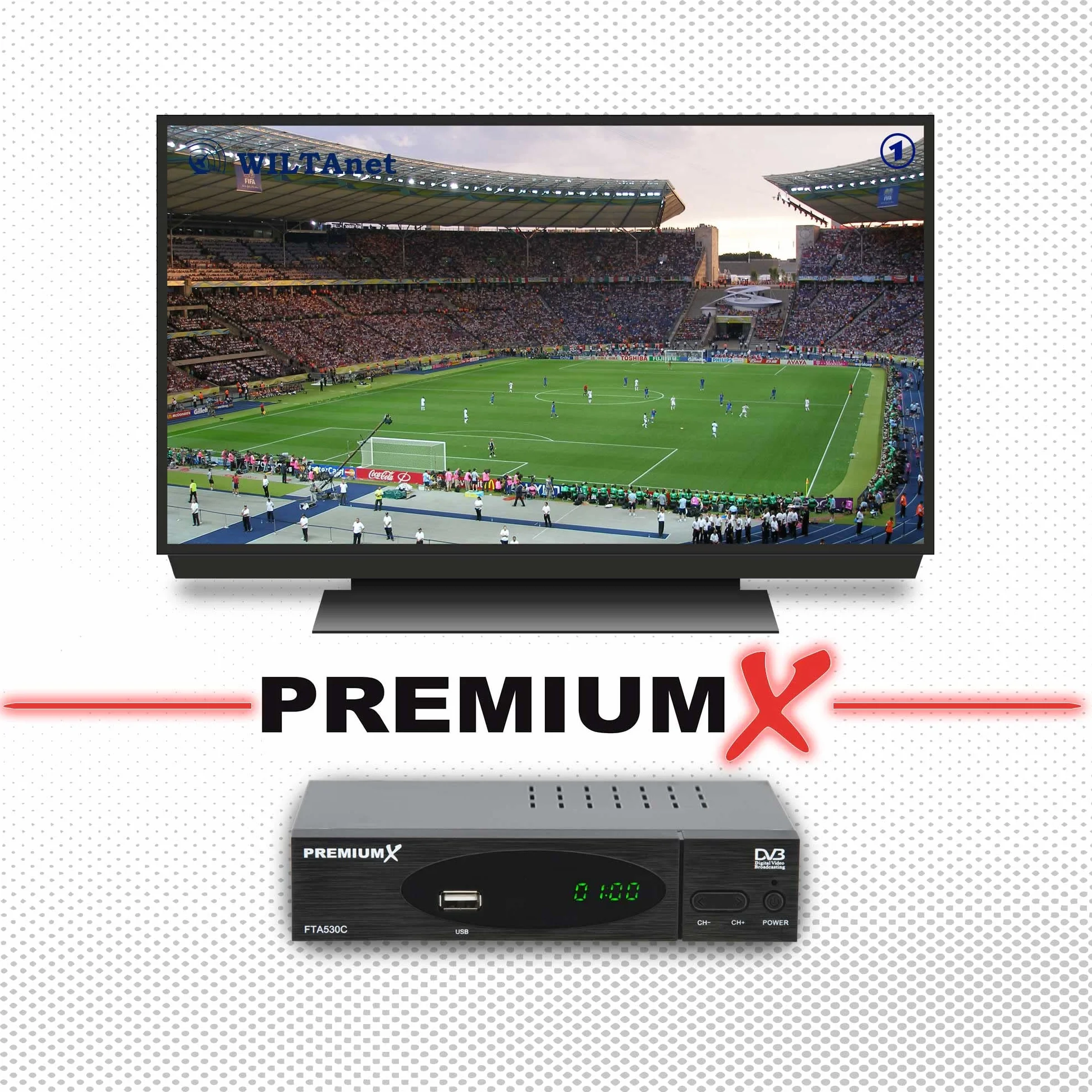 PremiumX Récepteur de câble DVB-C FTA 530C TV numérique HD | Installation de Voiture Lecteur multimédia USB SCART HDMI WiFi en Option | Télévision par câble Convient à Tous Les fournisseurs de câbles