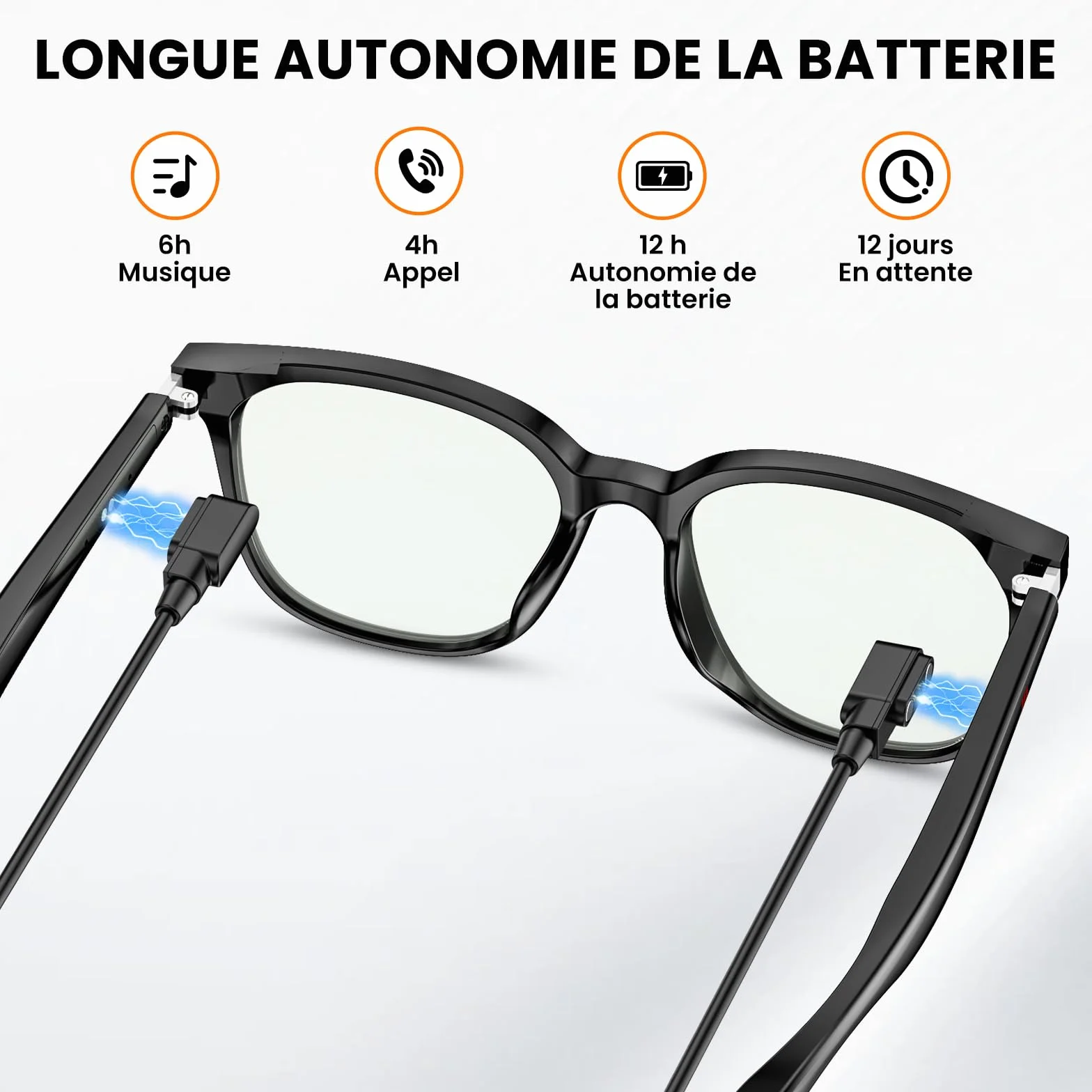 Lunettes intelligentes femmes hommes, 32g légères, téléphonie HD, commande vocale/musicale, lunettes de soleil Bluetooth avec verres photochromiques – idéales pour le quotidien et les voyages (Noir)