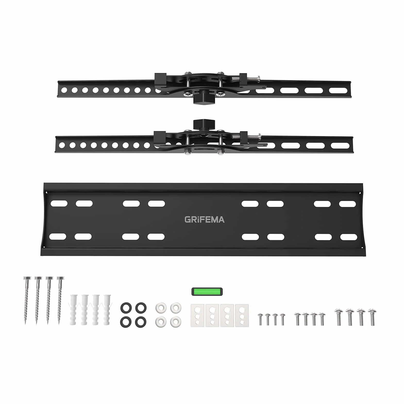 GRIFEMA Support Mural TV 26-65 Pouces - Fixation Murale TV Peut Contenir Jusqu'à 50KG, Accroche Television Mural Inclinable (± 15°) et Étend, Support Vesa 400x400mm Universel pour TV Plat / Incurvé