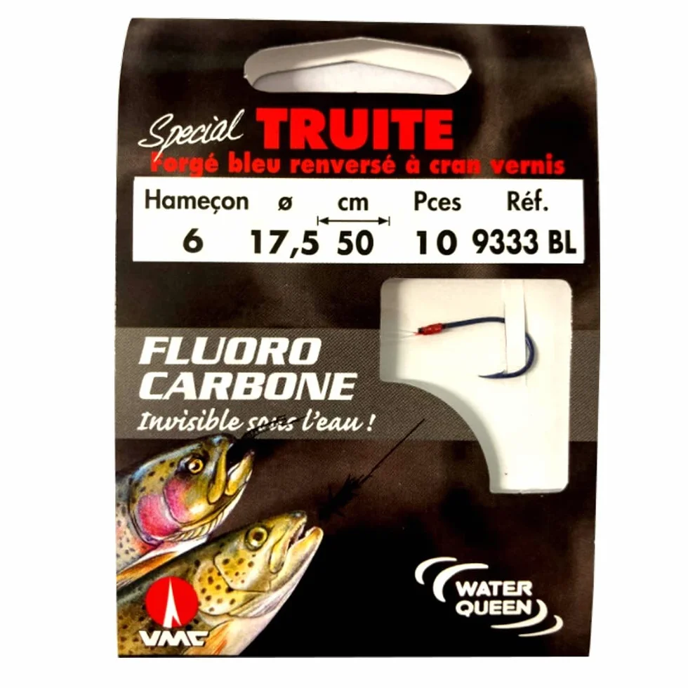 Water Queen Hameçons Truite Bleu Fluorocarbone N°6 17.5/100