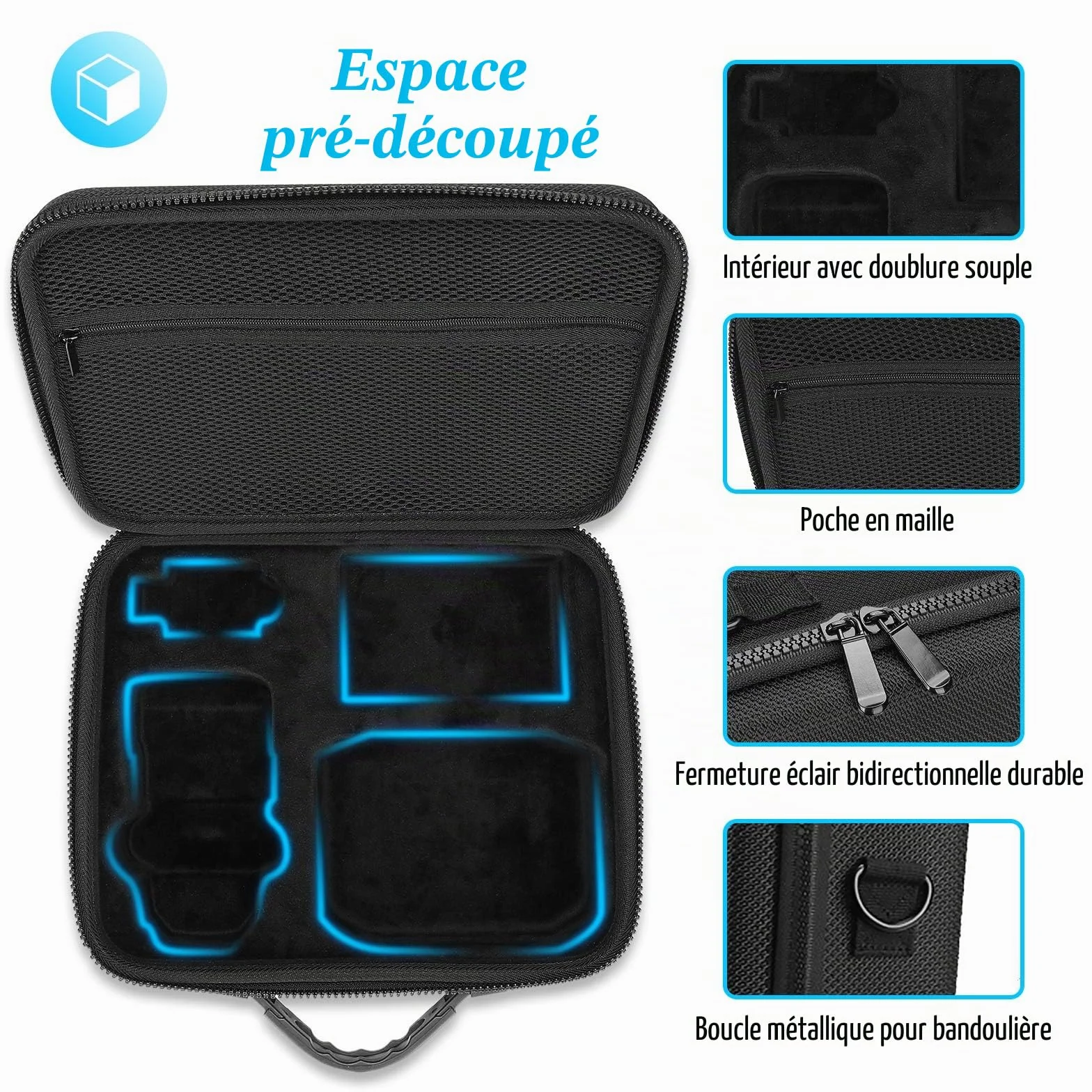ProCase Étui Sac pour DJI Mini 4K/ Mini 2/ Mini 2 Fly/Mini 2 SE, Housse de Protection Étanche, Drone Sac de Voyage Coquille Dure pour DJI Mini 4K Accessiores -Noir