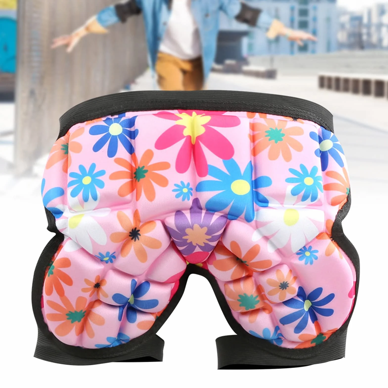 Short Rembourré de Protection des Hanches pour Enfants Snowboard, Équitation (Rouge)