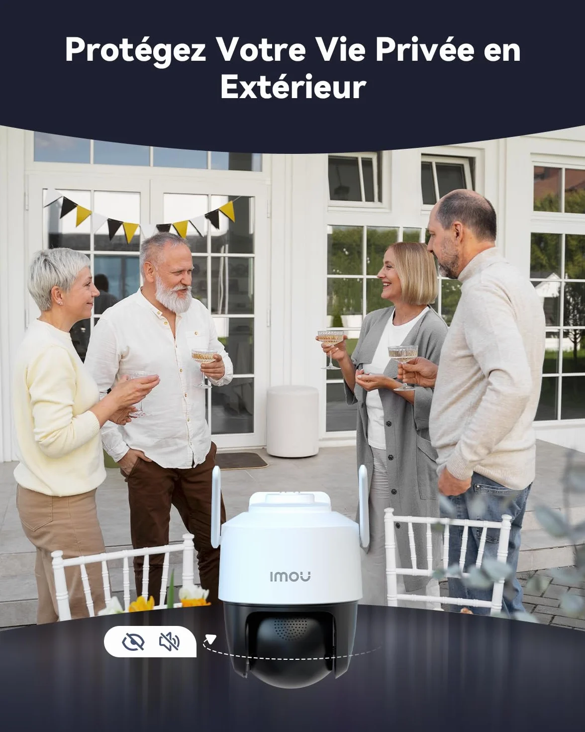 Imou 2K Caméra Surveillance WiFi Exterieure sans Fil Solaire 5000mAh 360° PTZ 2.4GHz IP65