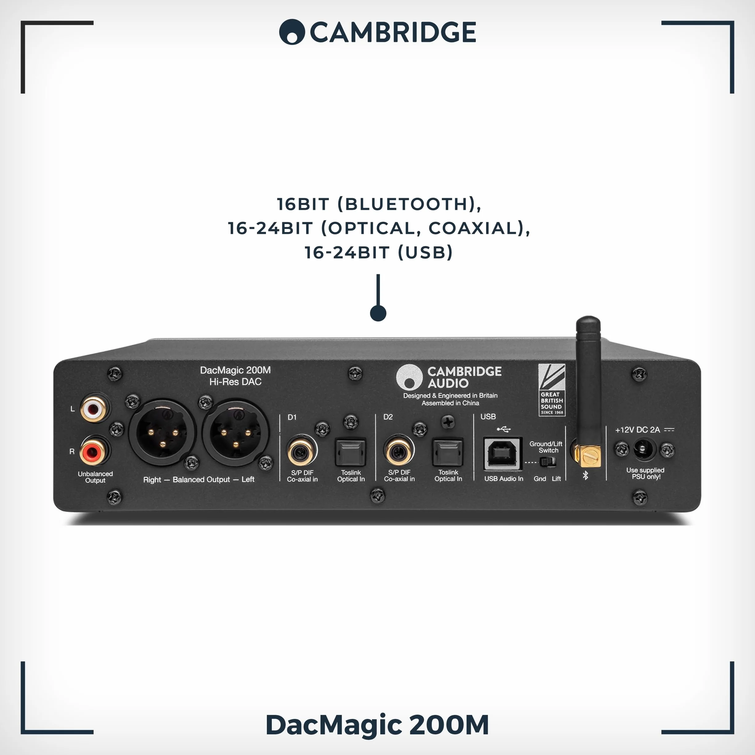 Cambridge Audio DacMagic 200M MQA HiFi DAC et amplificateur de casque avec Bluetooth - Support PC/MAC avec connexion USB - Gérer des fichiers numériques jusqu'à 24/768 ou DSD512 (gris lunaire)