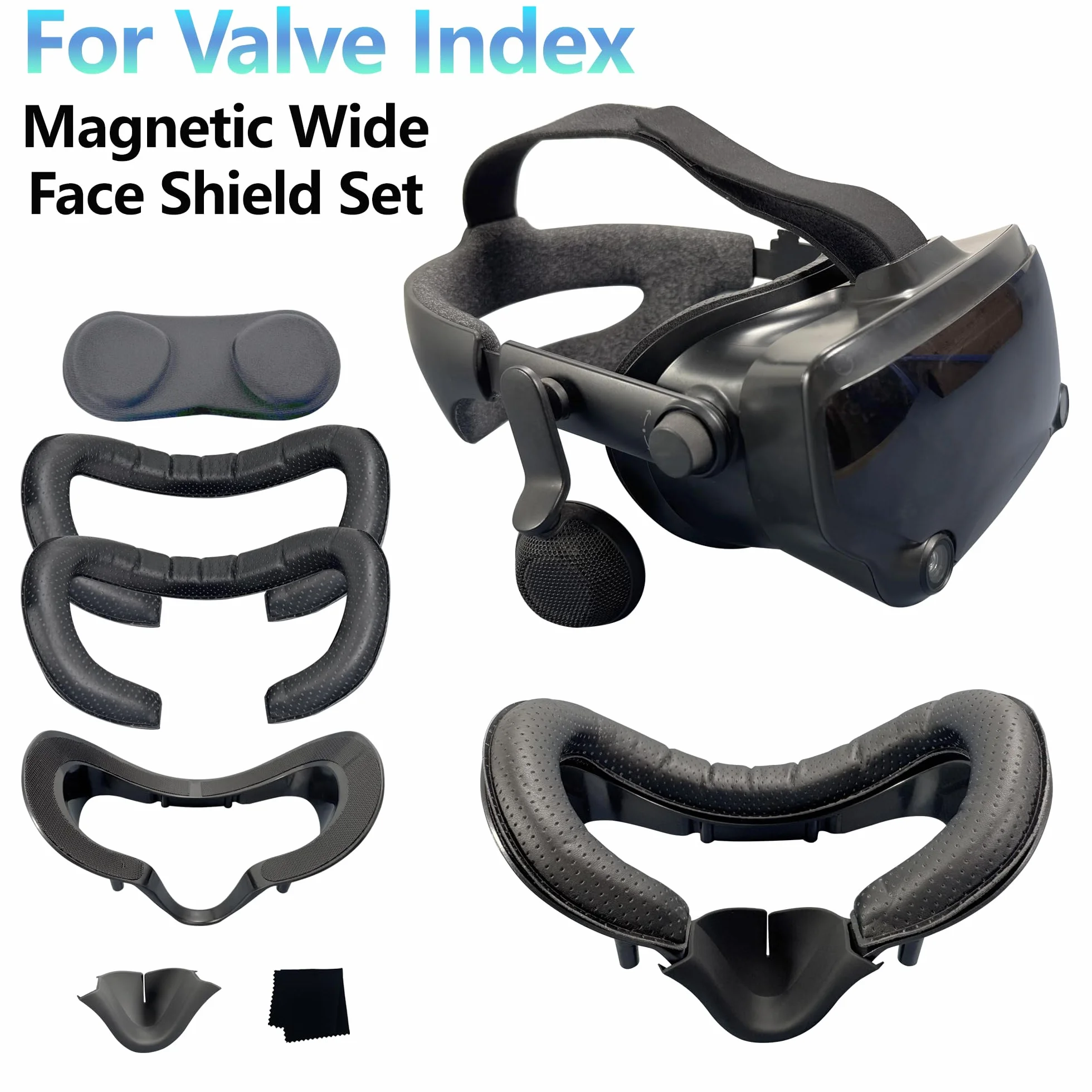 Valve Index Coussinet de Protection Faciale VR Support d'Interface Magnétique Coussin Mousse Cuir PU Plaques Nasales Opaques Silicone Lot 6 Pièces