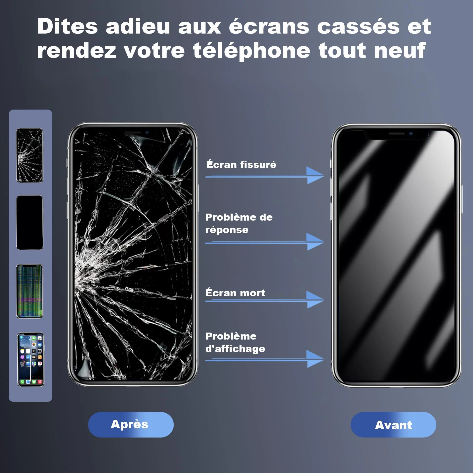 Cadre de Rechange pour iPhone 11 Pro Max avec écran LCD et numériseur d'écran Tactile 3D avec kit d'outils de réparation avec adhésif étanche en Verre trempé