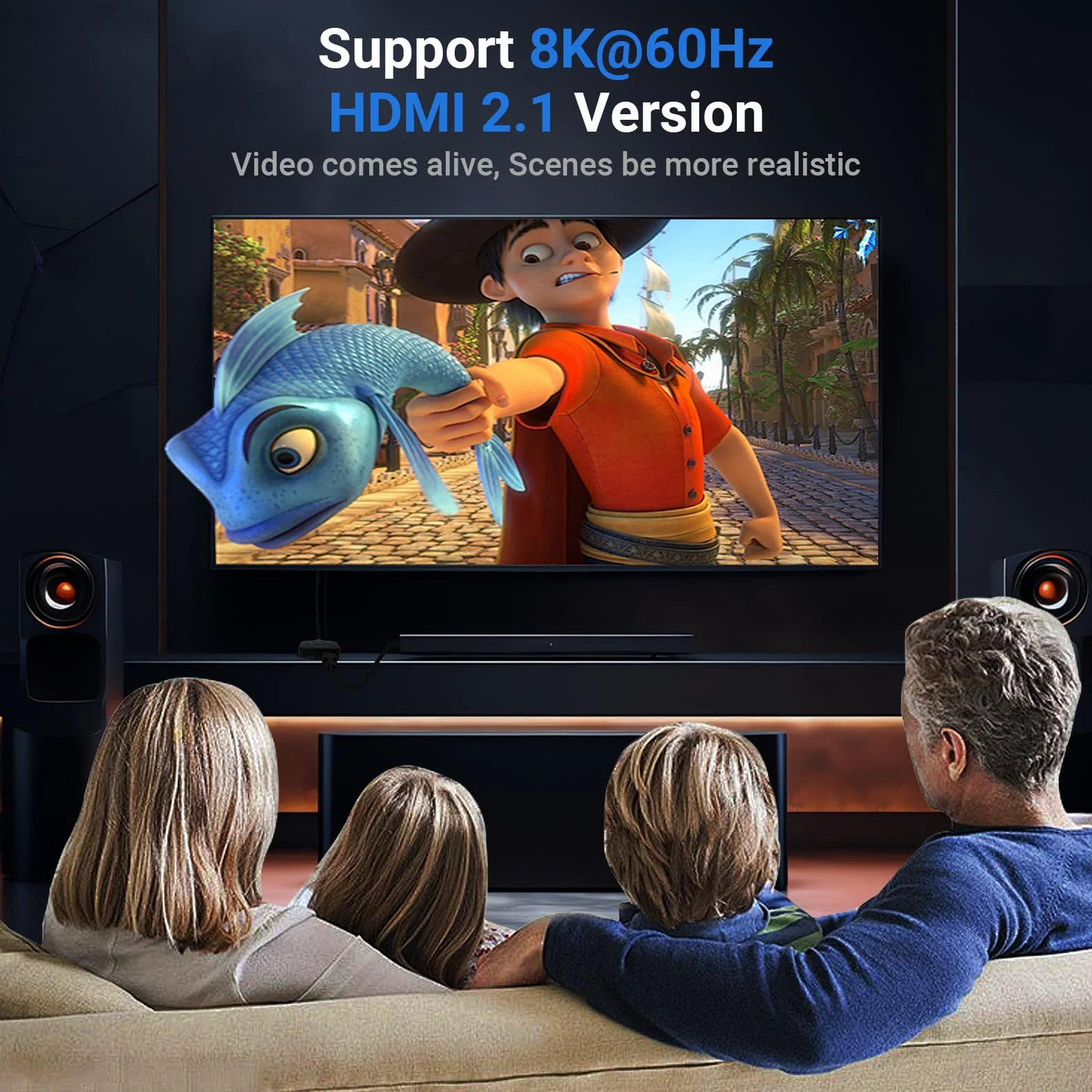 TCNEWCL Switch HDMI 8K 60Hz, 4K 120Hz Répartiteur 1 Entrée 2 Sorties ou Commutateur 2 Entrées 1 Sortie, Splitter 2.1 Bi-Direction, Compatible avec PS5 PS4 Xbox Lecteur Blu-Ray PC