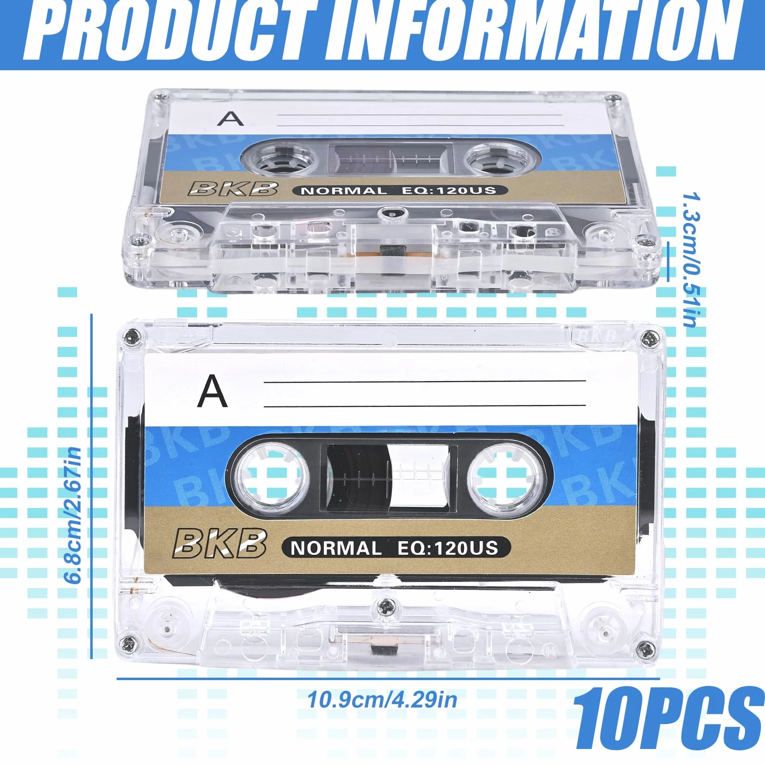 Cassettes audio vides 60 min lot de 10 faible bruit pour conférences