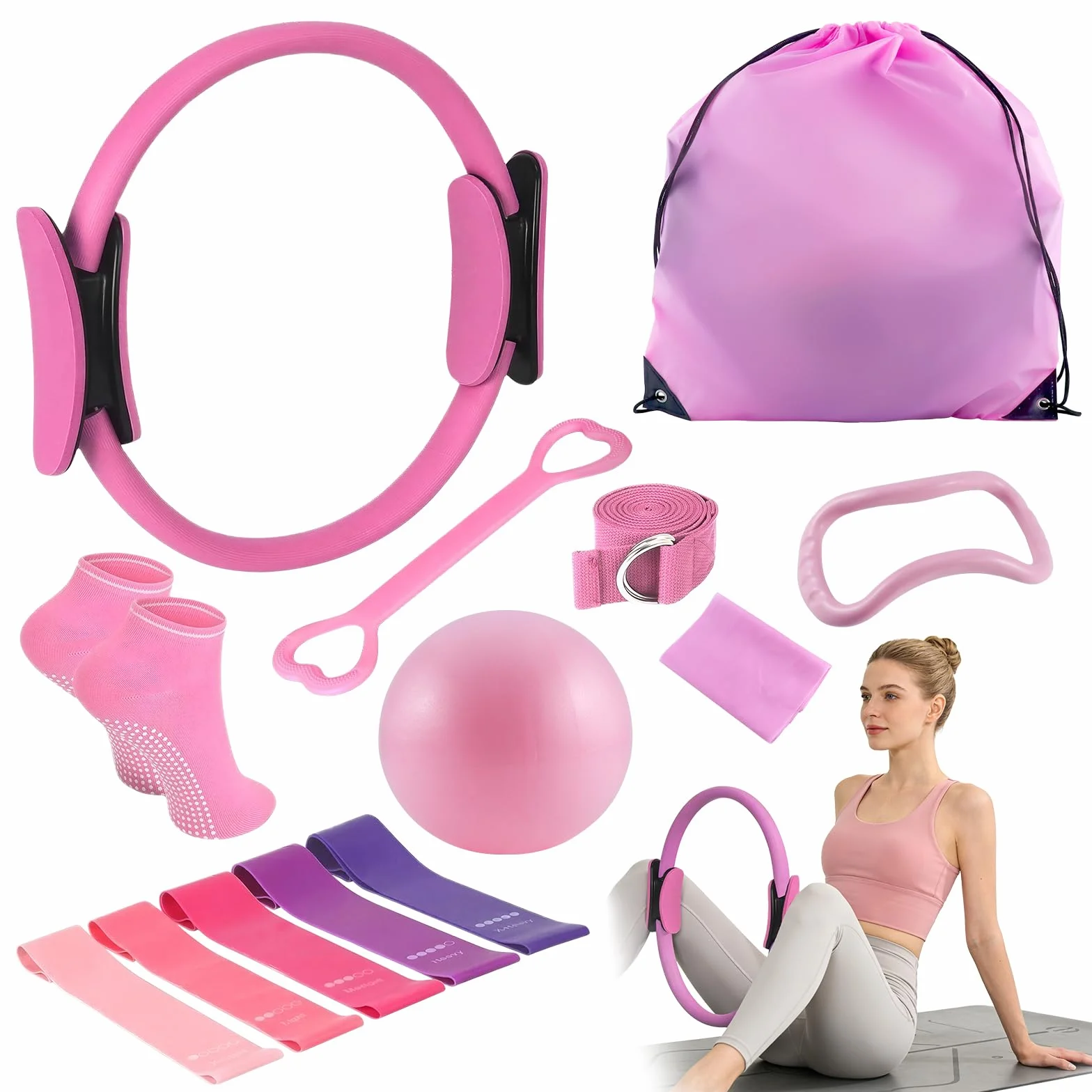 Pilates Ring Set 13 Pièces Cercle Magique Fitness Femmes