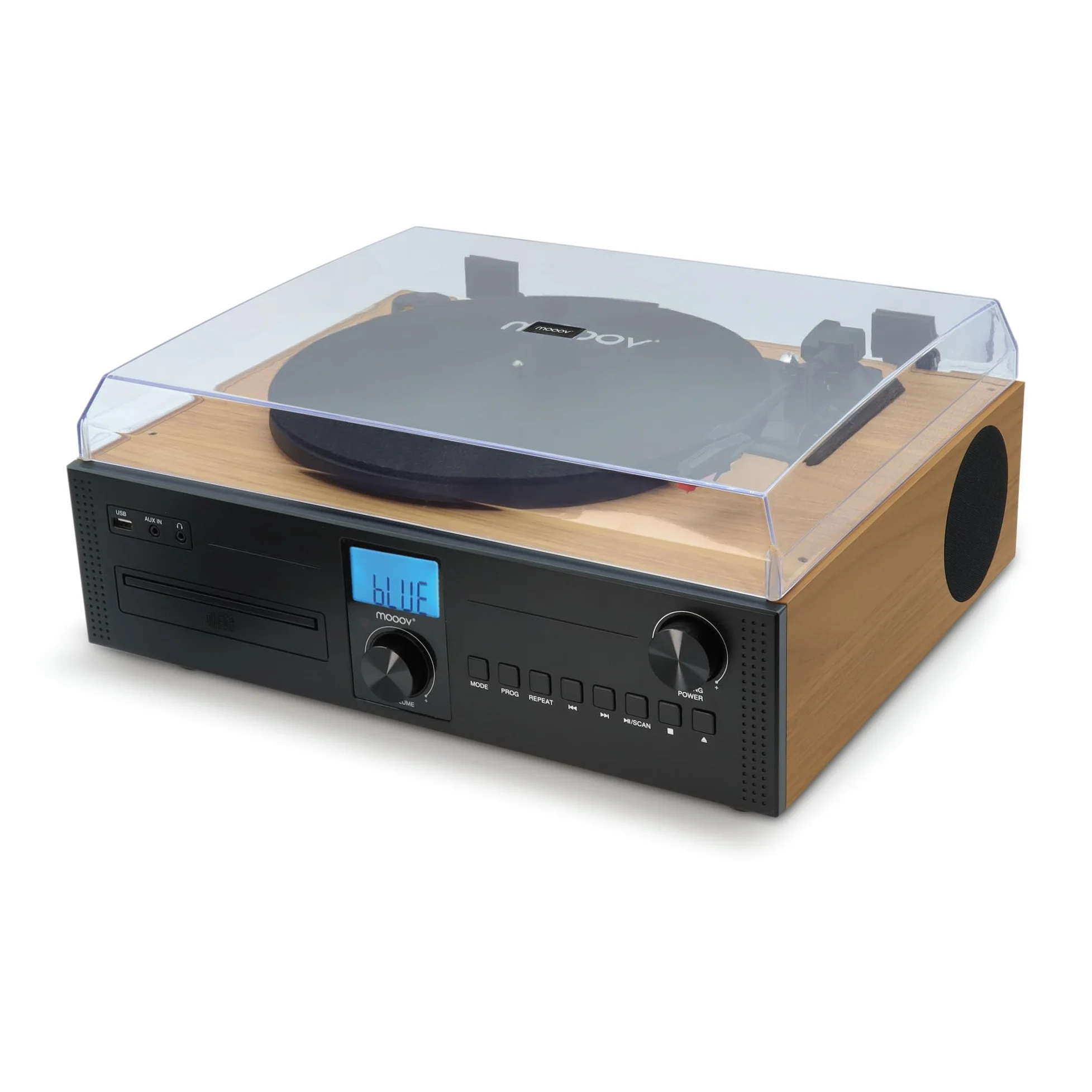 Mooov Micro-chaîne HiFi Radio CD Platine Vinyle 33 45 78 Tours Bluetooth