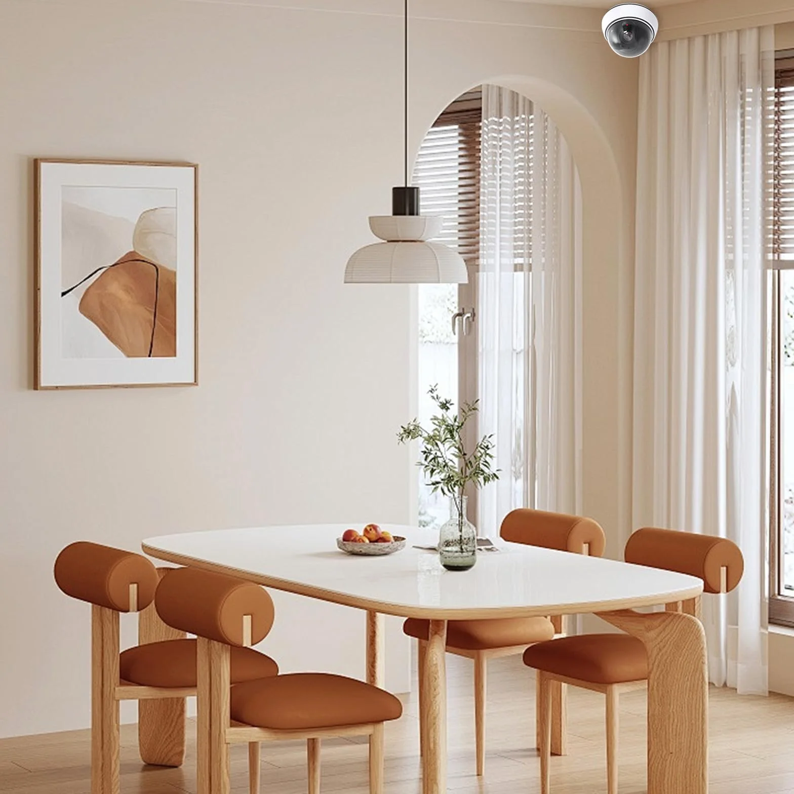 Caméra factice dôme avec lumière LED clignotante : Lot de 3 caméras factices pour l'intérieur et l'extérieur, caméra de surveillance factice avec matériel de montage – Solution de sécurité