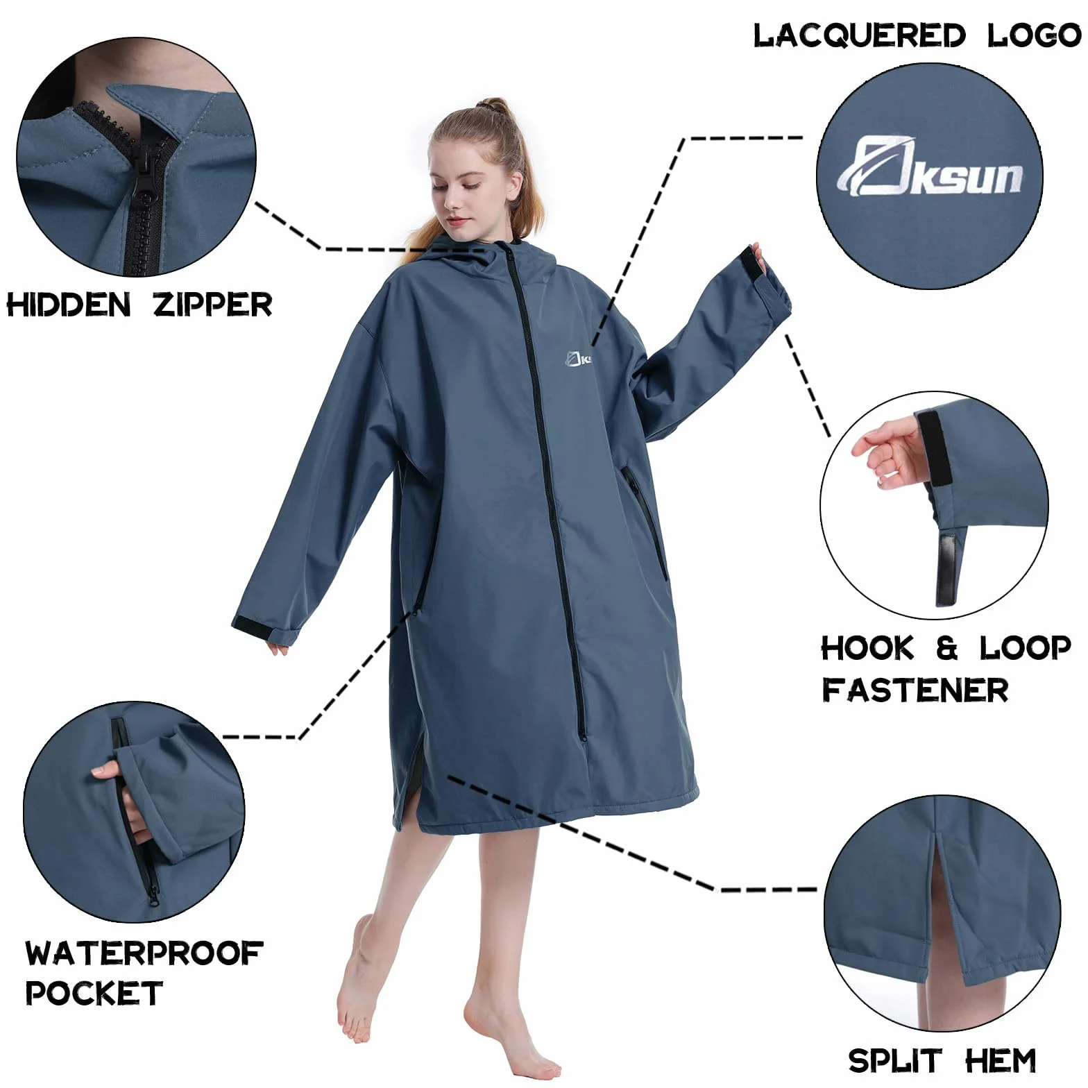 Oksun Waterproof Changing Robe for Adult Windproof Swimming Oversized Poncho Coat Beach Robe with Hooded