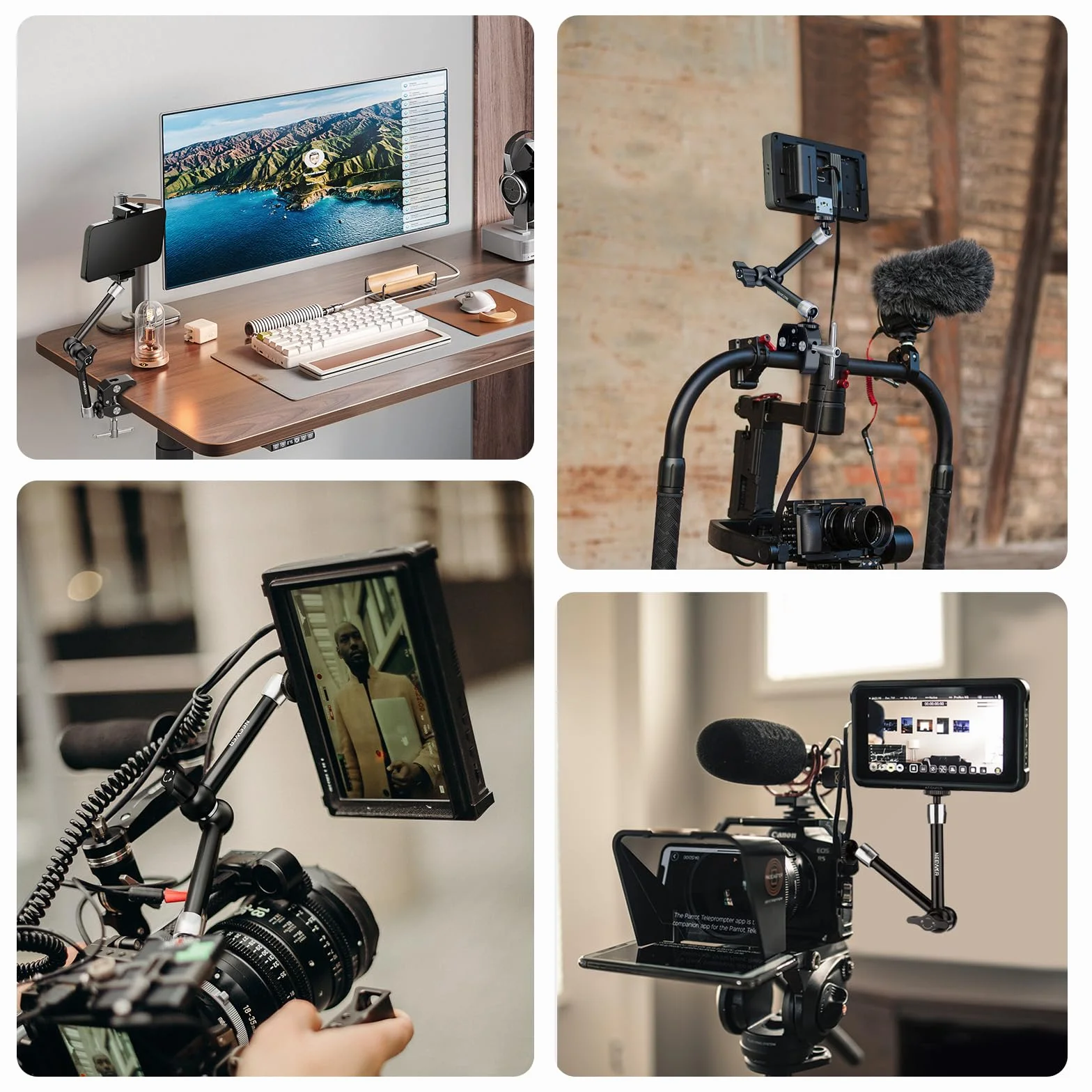 NEEWER Bras Magique Réglable 25cm/9,8" avec Super Pince, Filetages 1/4" & 3/8", Vis 1/4" pour Flash/Éclairage LED/Micro/Moniteur, Compatible avec SmallRig, Charge Maximale: 2kg, ST25C