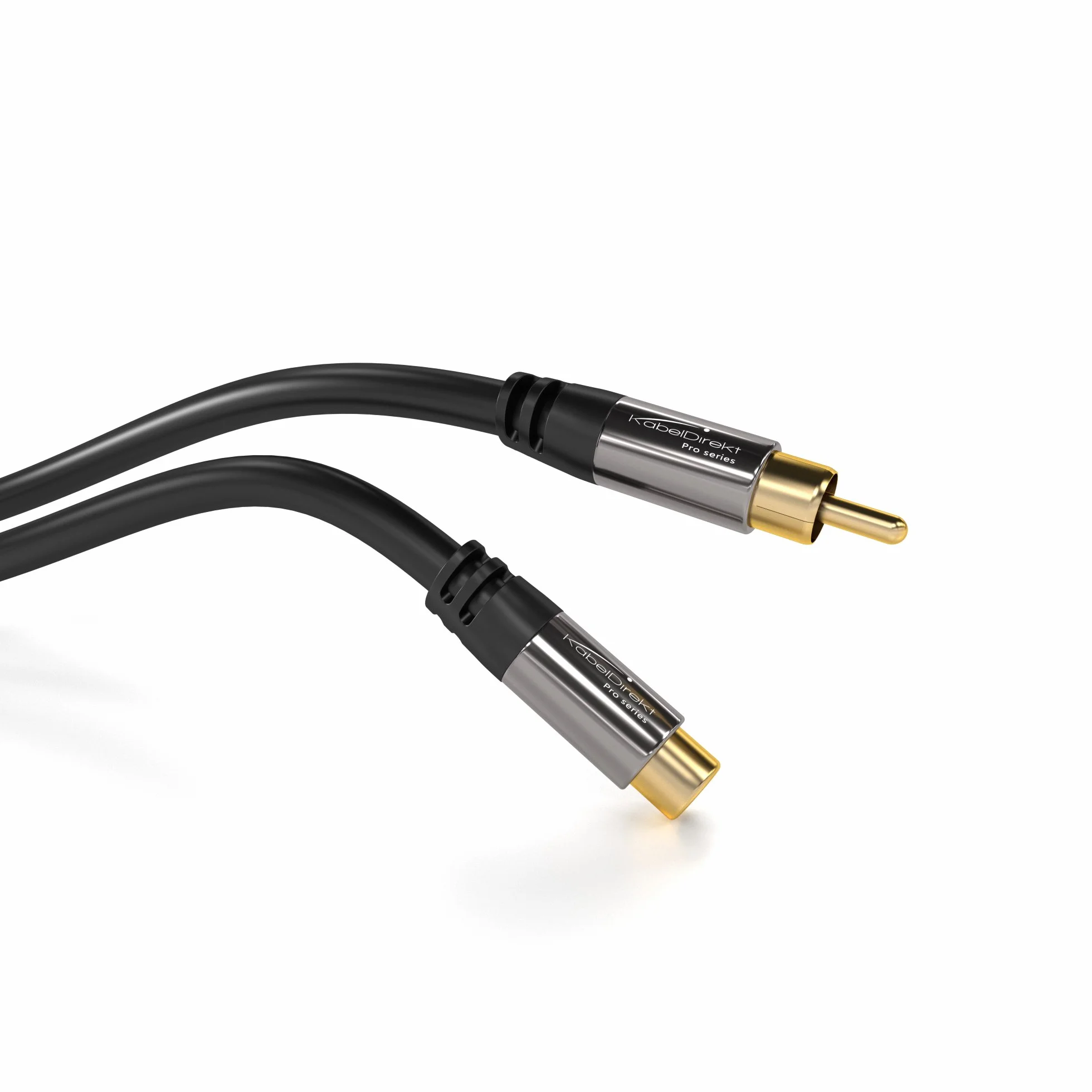 KabelDirekt – 5m – Câble d'extension Cinch, Audio/Digital/Vidéo (câble coaxial, prises RCA mâle/femelle, pour caisson de basse/amplificateur/Hi-Fi, audio analogique, 75 ohms, noir)