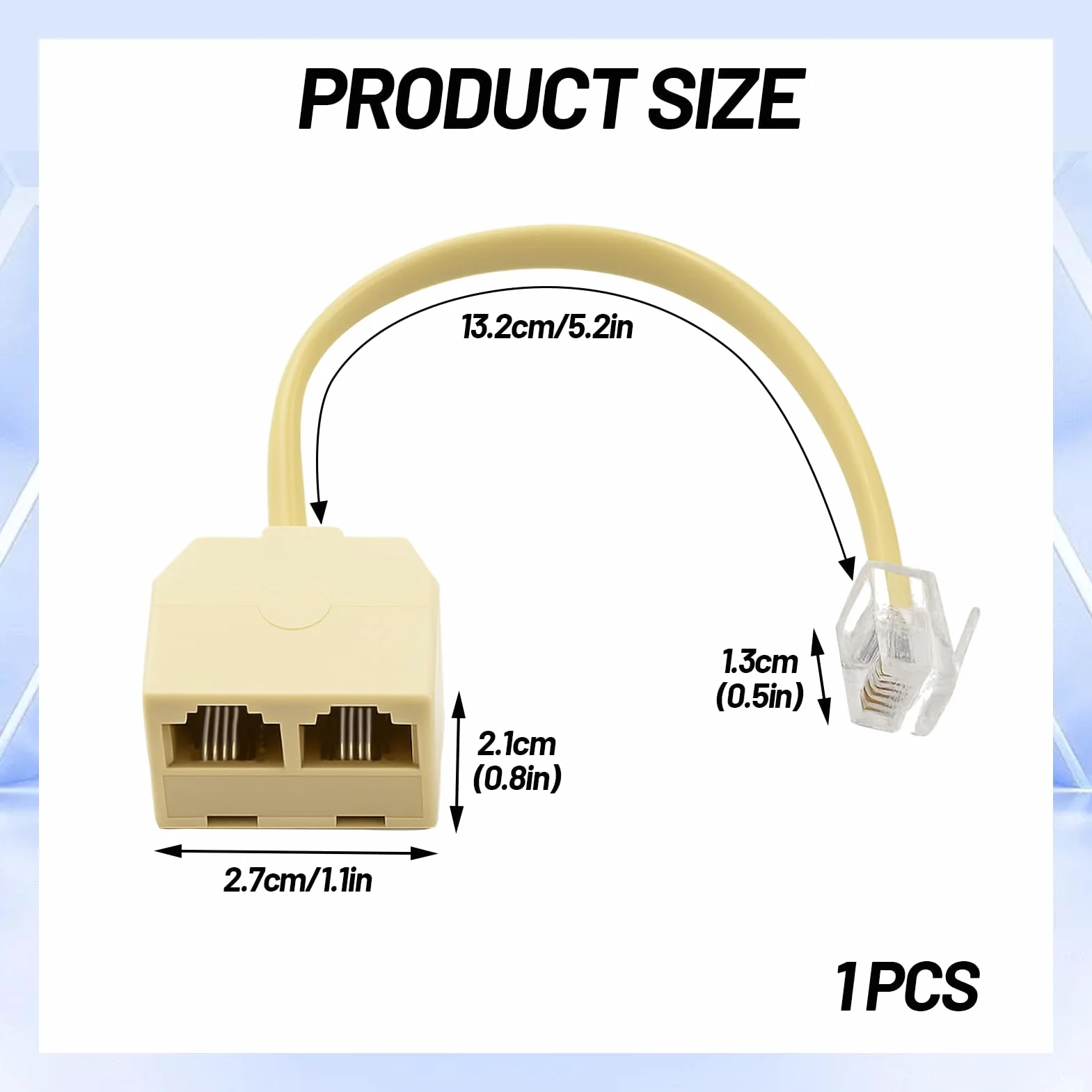 Adaptateur RJ11 avec câble, Répartiteur téléphonique, Double prise RJ11 6P4C pour téléphone fixe