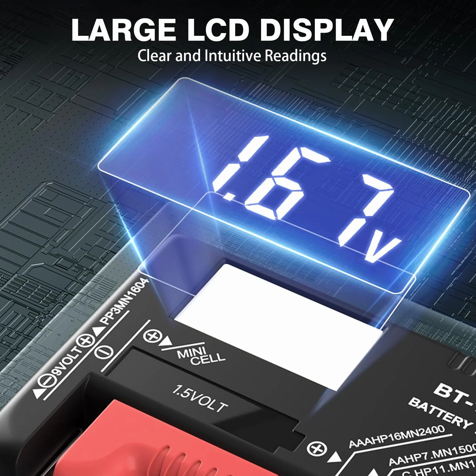 Testeur de piles et batteries universel numérique BT-168D pour écran LCD, Compatible avec Piles AA, AAA, C, D, 9V et Bouton 1,5V, pour Usage Domestique et Professionnel (Numérique explicite)