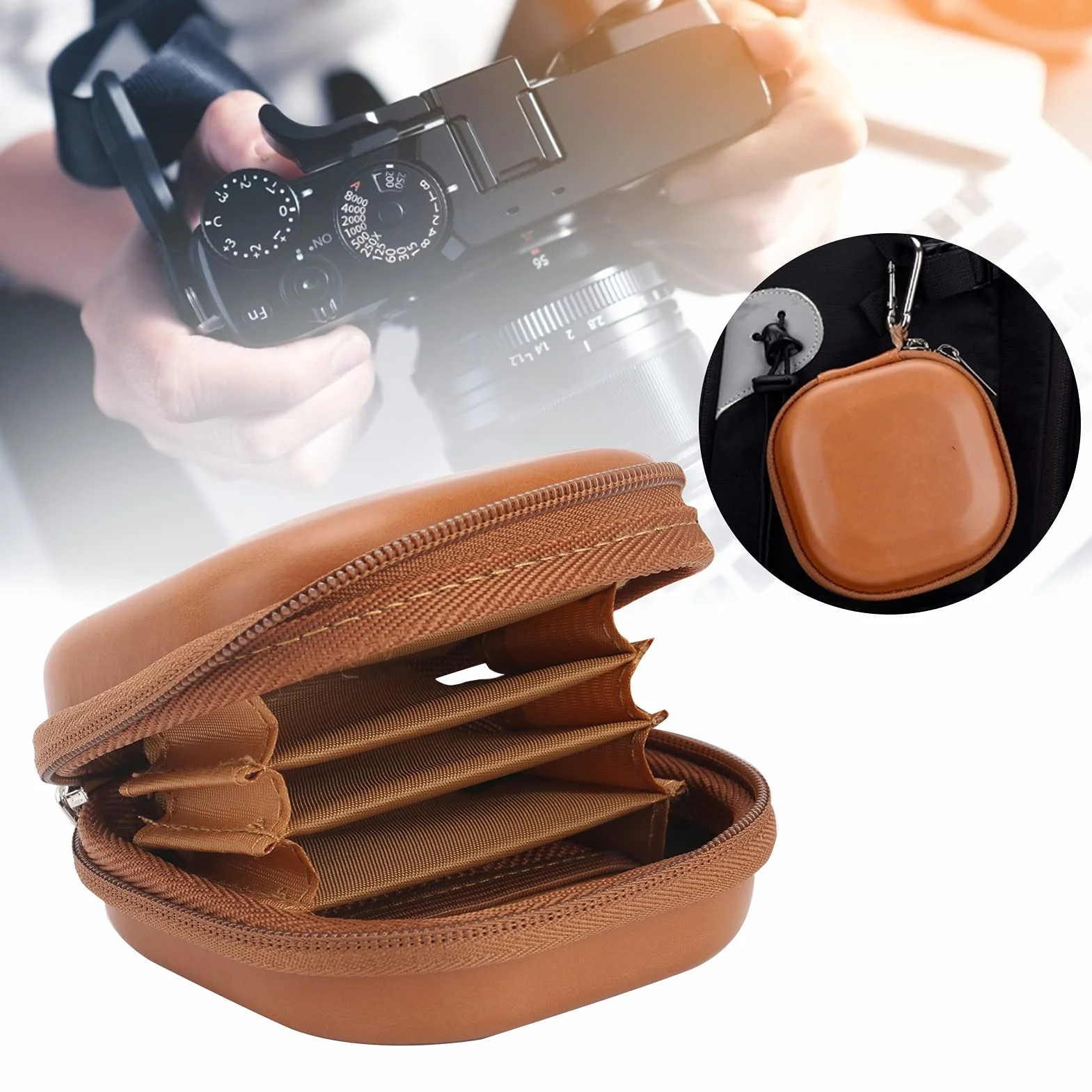 Tissting éTui de Rangement Filtre d'Objectif,PU Étui étanche Pochette pour Filtre D'objectif étui de Transport pour 5filtres Jusqu'à 82mm Étui de Filtre pour Objectif