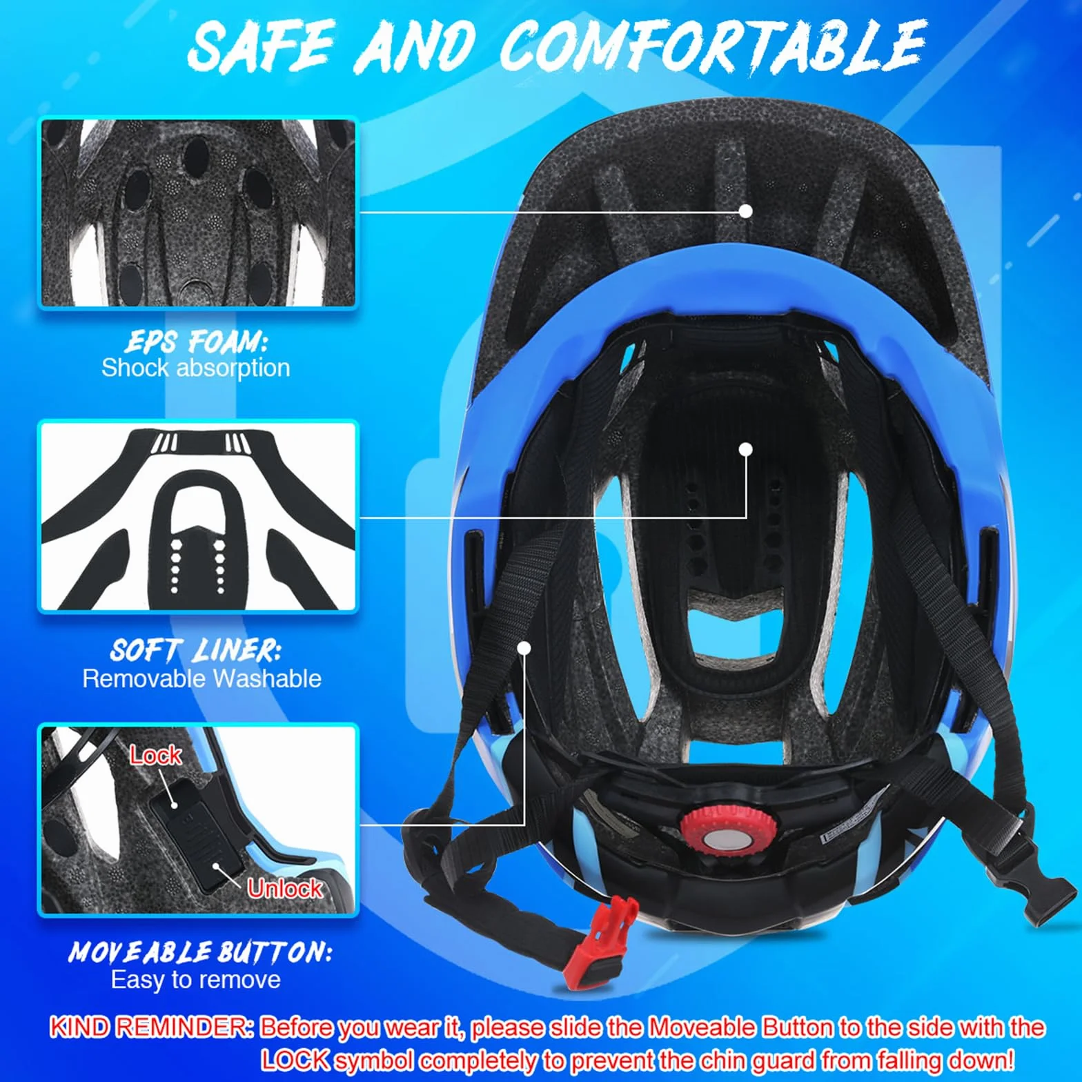 Lixada Casque Intégral Détachable Enfants Vélo Sécurité Sportive Skateboarding Roller