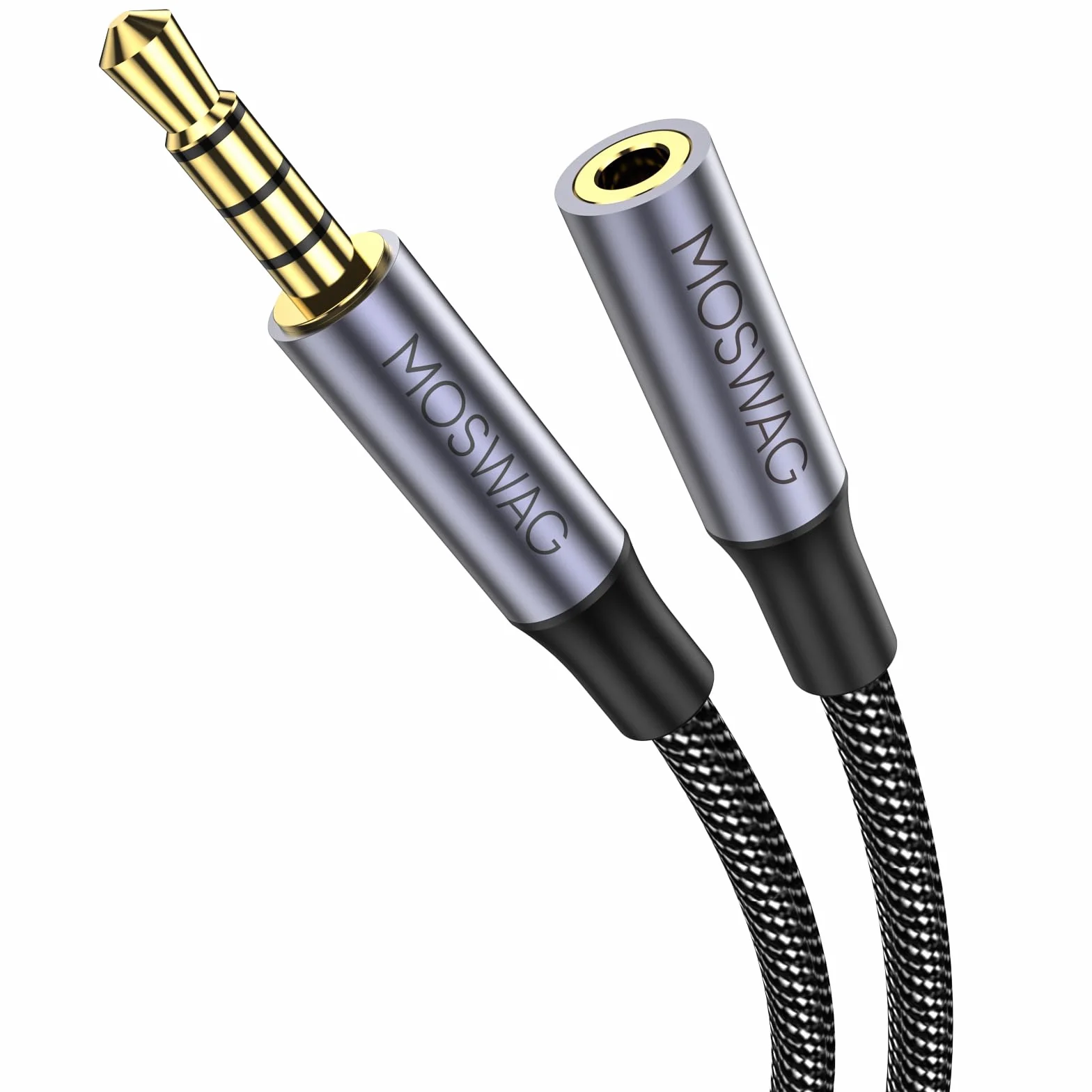 MOSWAG Rallonge Jack Audio 3.5 mm 4 Pôles Nylon Tressé Mâle vers Femelle Câble Extension Audio Stéréo pour Casque Micro PS5 PC