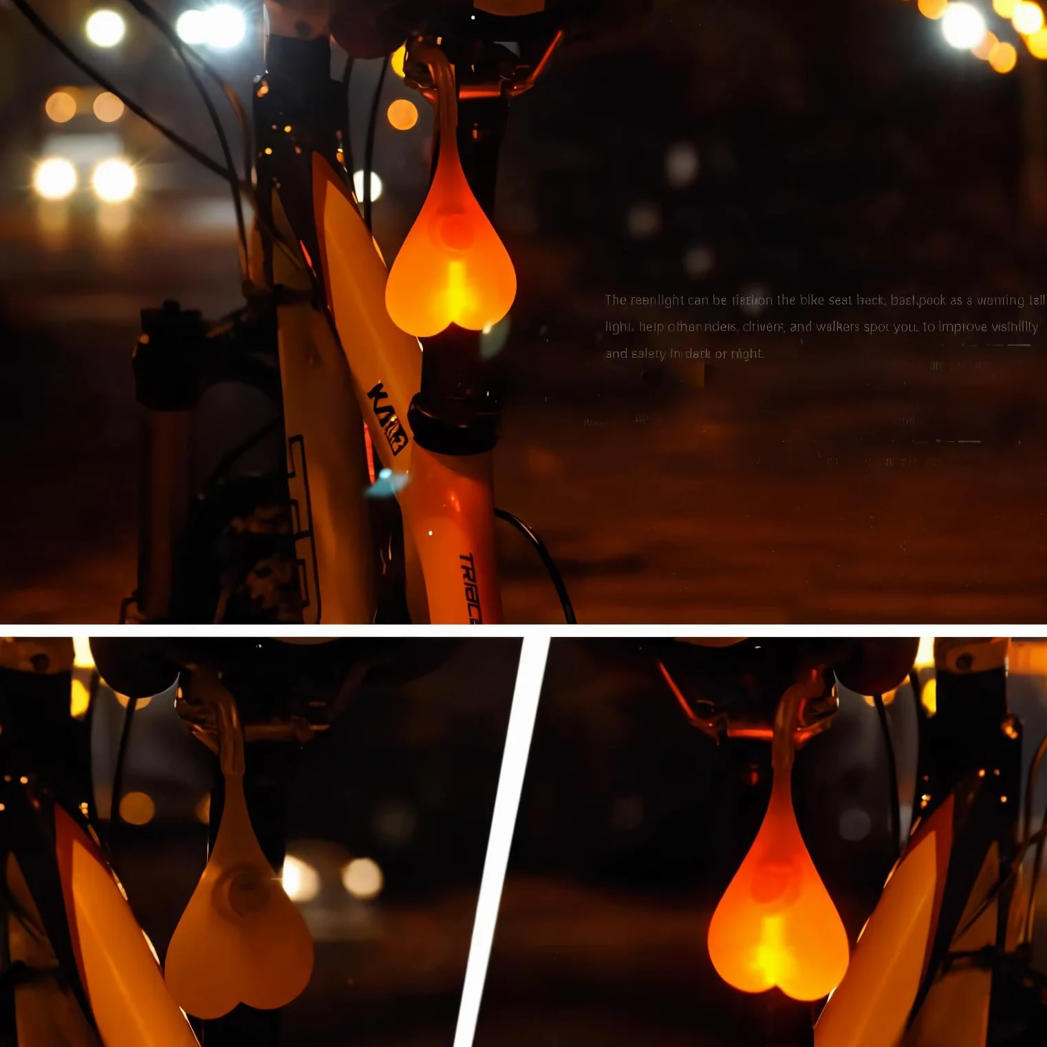Feu Arrière Velo LED Imperméable Rouge, Feux Arrière Boule Vélo, Lumière Avertissement Coeur Vélo