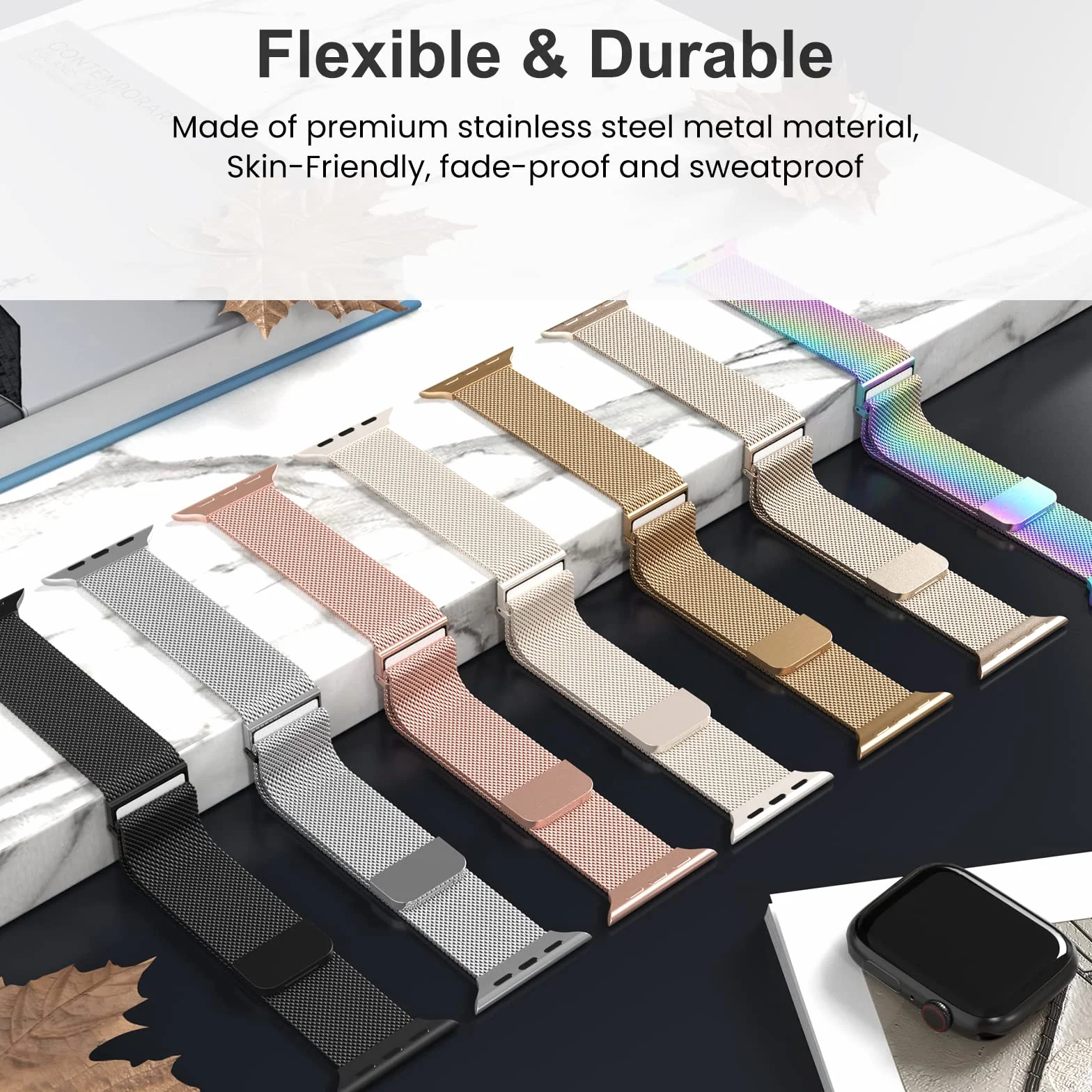 Higgs Métal Bracelet Compatible avec Bracelets Apple Watch 38mm 40mm 41mm 42mm 44mm 45mm 46mm 49mm Femme,Bracelet Double Magnétique pour iWatch Series 11 10 9 8 7 6 5 4 3 2 1 SE Ultra, Metal Milanais
