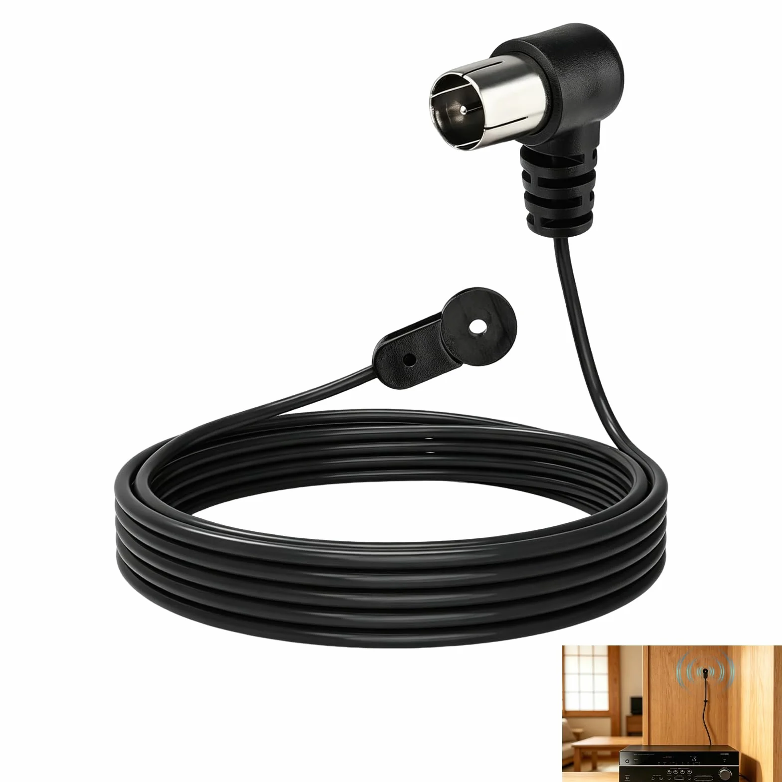 Antenne Radio FM Intérieure, Antenne FM Dipôle 75 Ohms pour Chaîne Stéréo, Tuner HiFi, Amplificateur et Récepteur, Antenne FM Câble Flexible, Plug and Play, Réception Radio Améliorée Système Audio