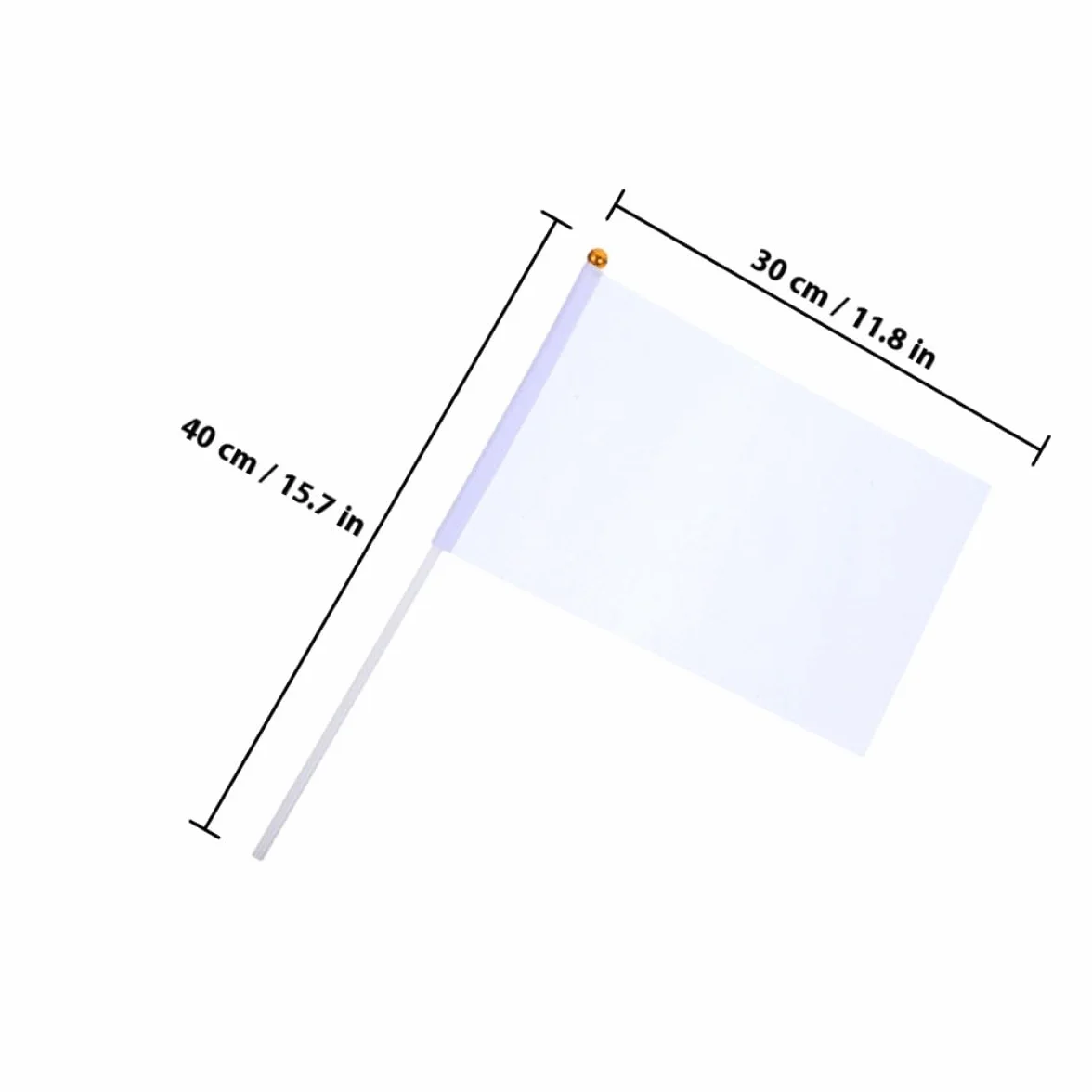 Veemoon Drapeaux d'Arbitre Blancs 20x30 cm Mât PP 40 cm Lot de 20