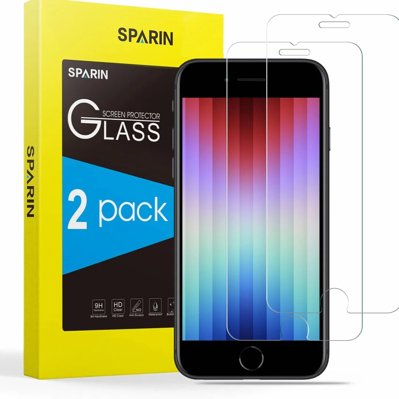 SPARIN 2 Pièces Verre Trempé Pour iPhone SE 2022/2020 et iPhone 8/7/6/6s, Film 2.5D, Protection Ecran iPhone 4.7 Pouces,9H Dureté,Sans bulles