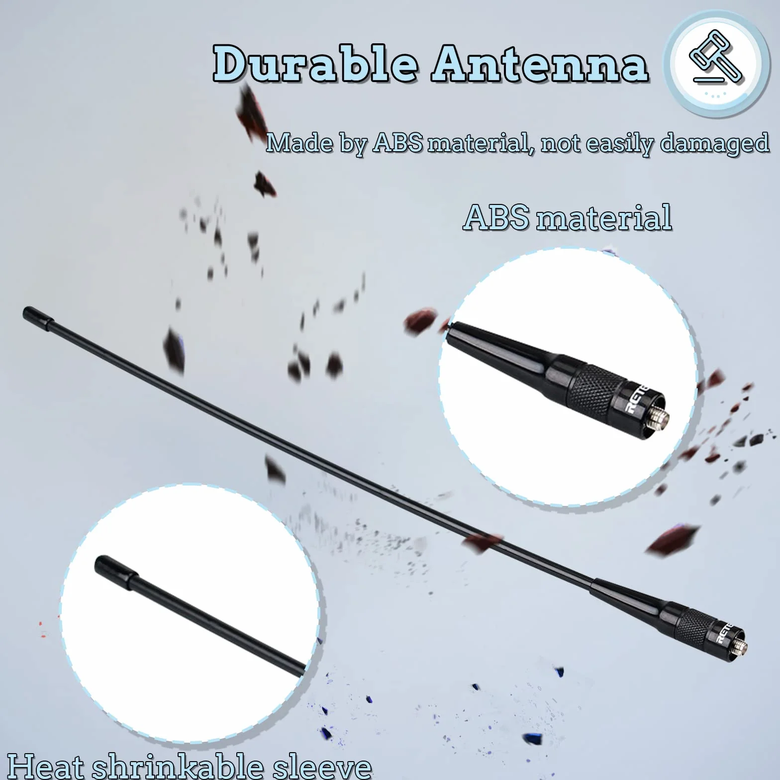 Retevis RHD771 Antenne SMA-F Double Bande 144/430MHz VHF/UHF Talkie Walkie Antenne, Compatible avec Baofeng UV-5R UV-5RM GT-5R Retevis RT5R RA79 RT86S, Qansheng UVK5 (1 Pcs)