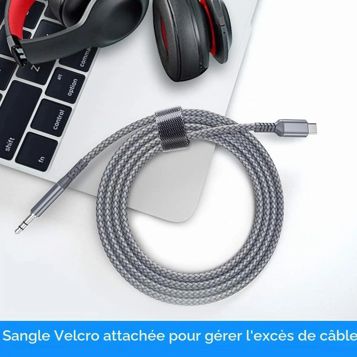 Elebase Câble USB C vers Jack 3.5mm 1.2M Adaptateur Audio pour iPhone 17 16 Pro Max, Samsung Galaxy S26 S25 S24