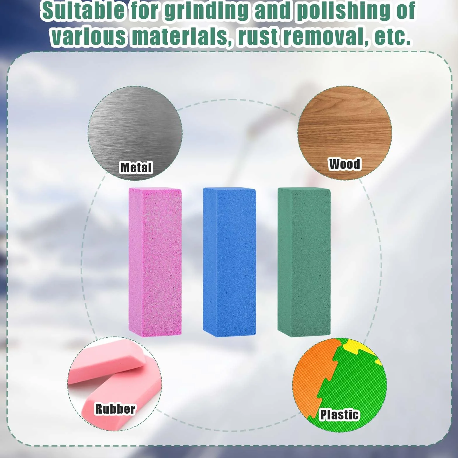 Pierre Abrasive en Caoutchouc pour Snowboard 3pcs Rose Vert Bleu