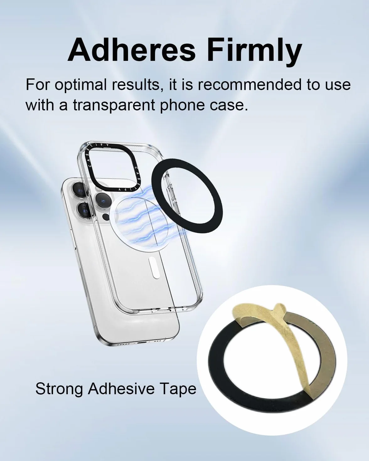 Lot de 6 Anneau Magnétique Telephone Universels Compatible avec MagSafe, Anneau Autocollant Ultra-Mince pour Coque de Téléphone Compatible avec iPhone 17 16 15 14 13 et Android, Noir