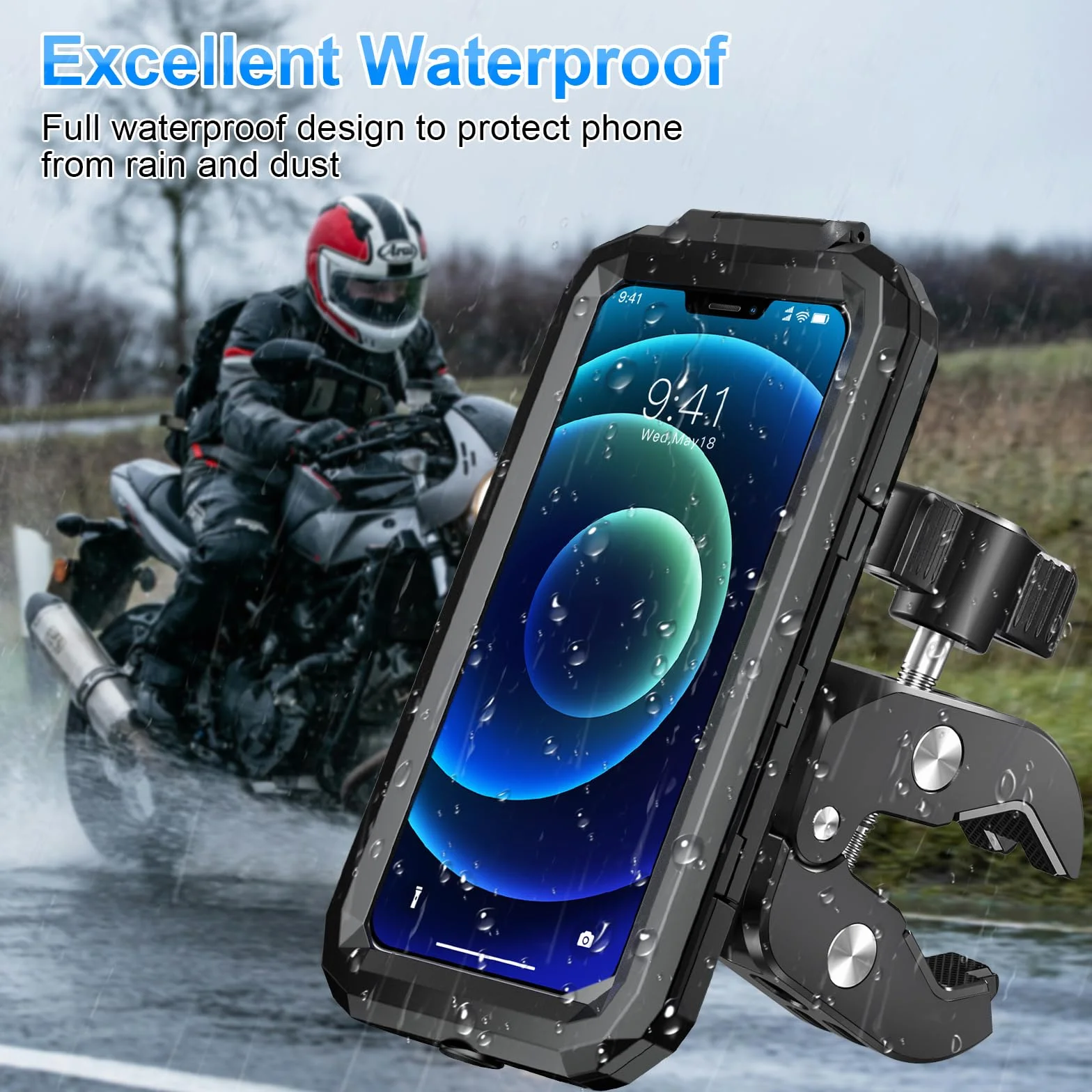 Support Téléphone Vélo Universel Étanche 360° Rotation Anti Vibration Porte Smartphone Guidon pour 5,5-7,0 Pouces