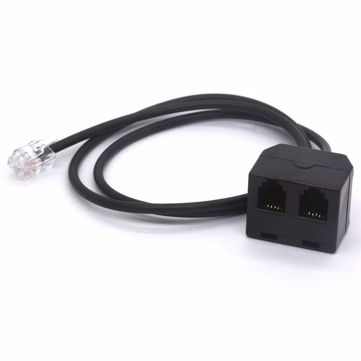 Tomost Répartiteur de casque RJ9 4P4C mâle vers 2 RJ9 femelle pour Plantronics, Jabra, Hot Desking Office Phones