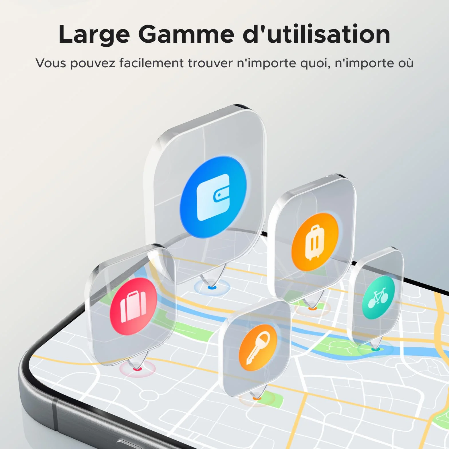 UGREEN FineTrack Tag Traceur Fonctionne avec Find My (iOS Uniquement) Chargement USB C Localisateur d'Objets Bluetooth pour Clés Valises Portefeuilles Wallet Bagages Sacs avec Câble USB C Lot de 4