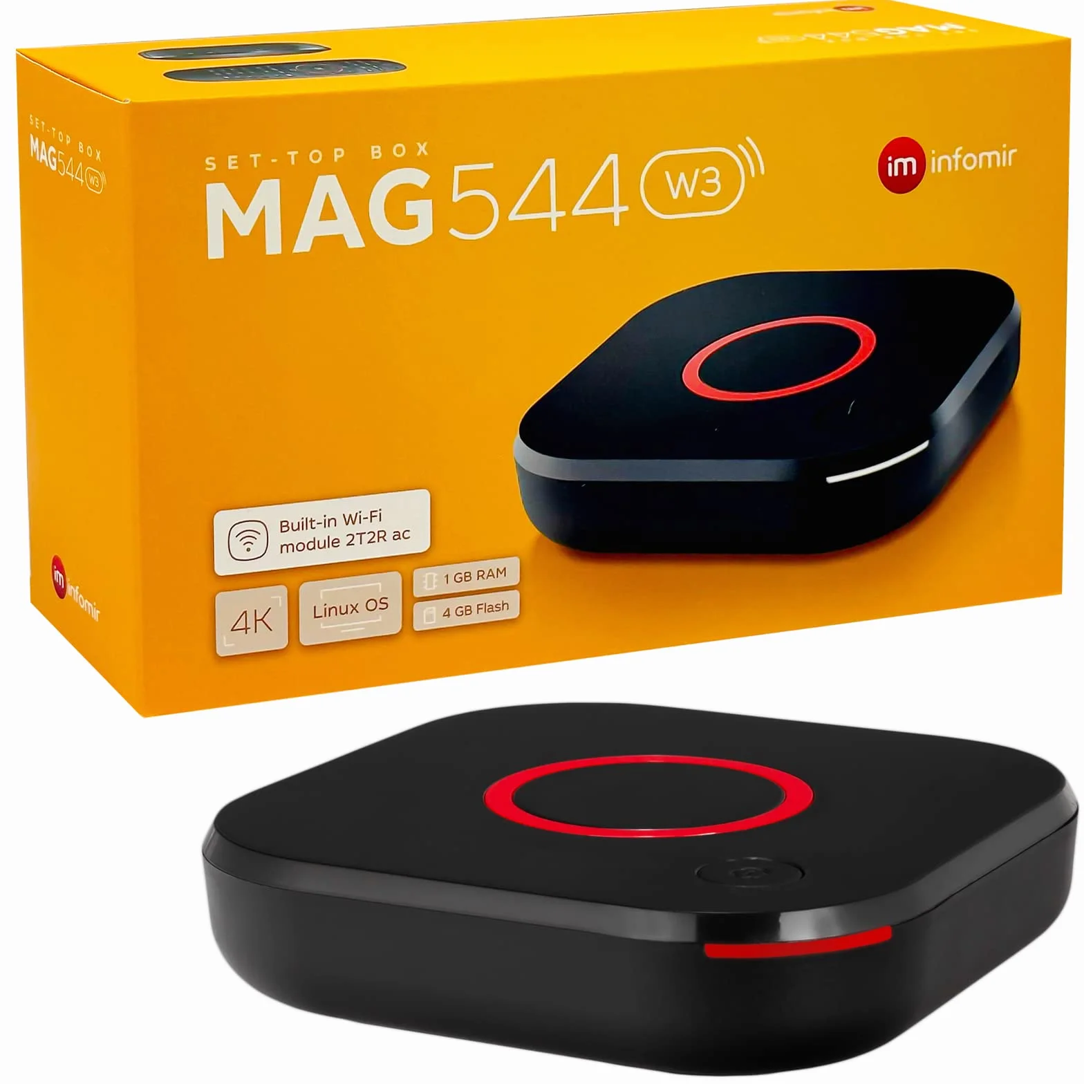 MAG 544w3 Original Infomir & hb-digital Set Top Box 4K Lecteur multimédia Récepteur TV Internet UHD 60FPS 2160p@60 FPS HDMI 2.1 Support 4K et HEVC USB3.0 4X Arm Cortex-A35 + câble HDMI