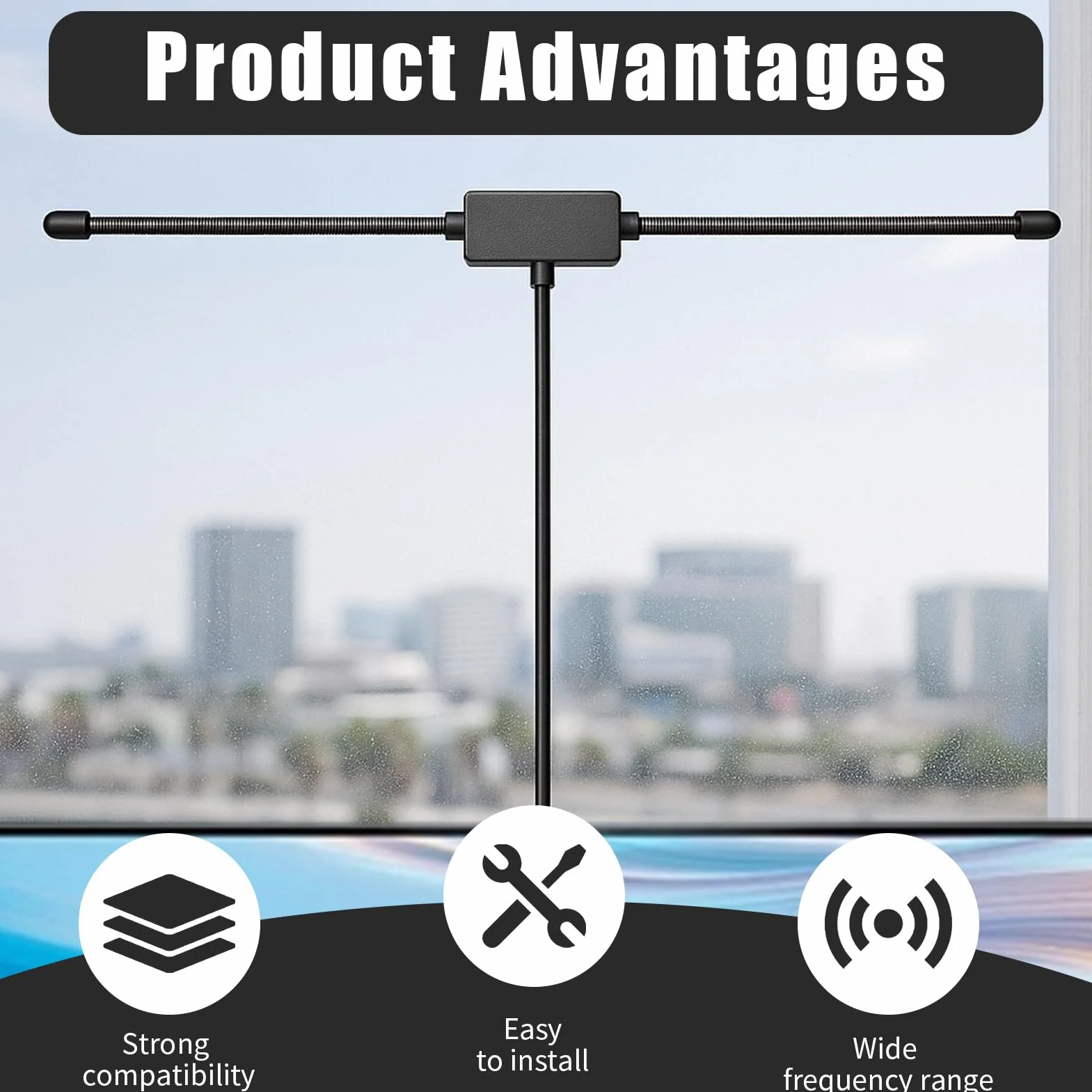 Antenne FM DAB Radio 75 Ohms Dipôle avec Connecteur Type F, 3M Câble, Compatible Bose Wave